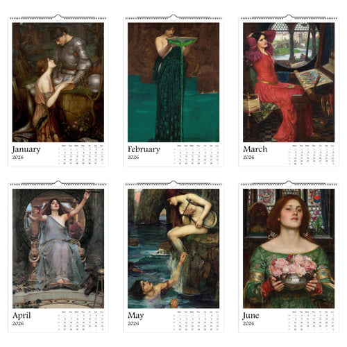 13 Artworks Of John William Waterhouse 2026 Art Calendar 11x16.5, Pre Raphaelite, Fine Art, Dark Academia, Moody, Gift For Her