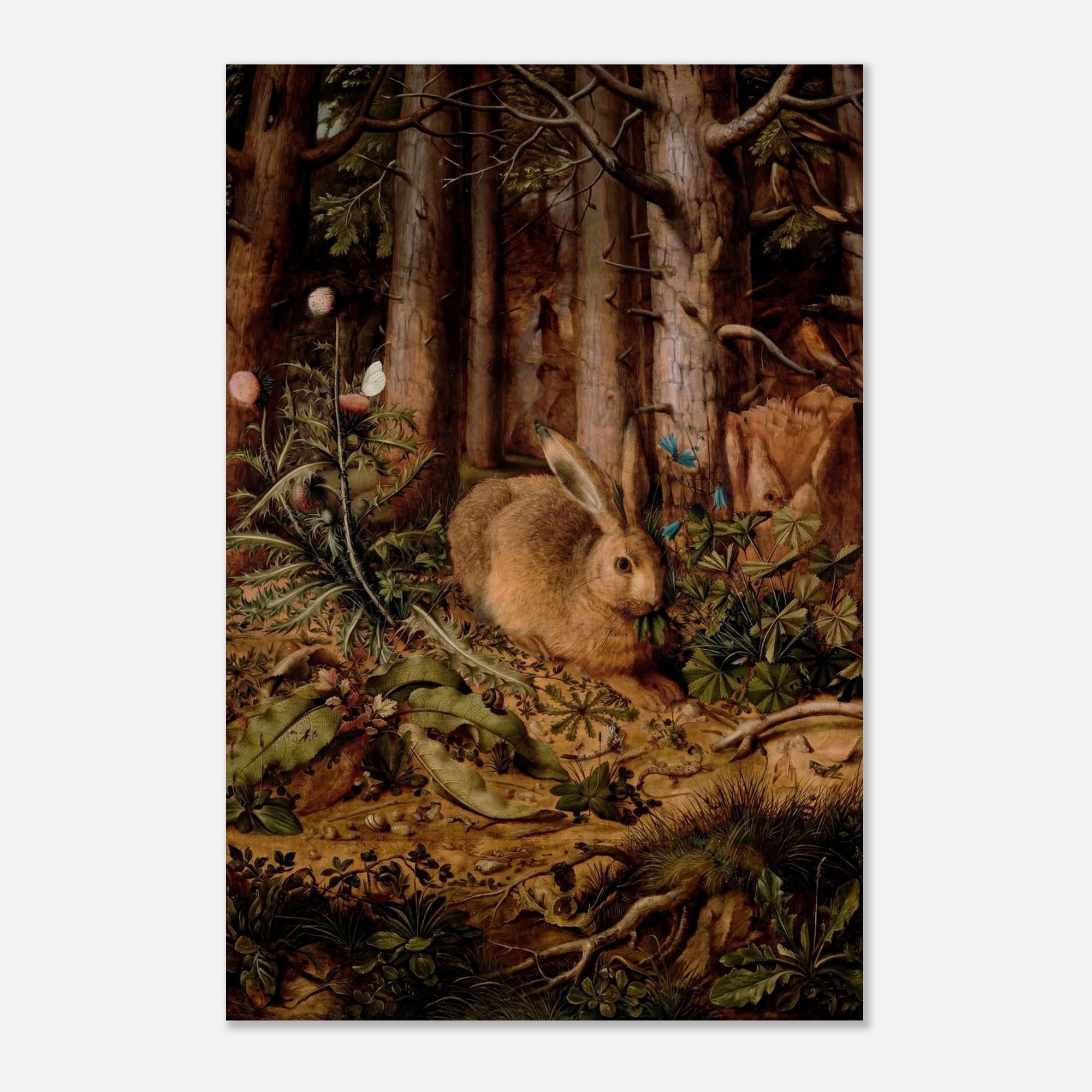 Hans Hoffmann A Hare in the Forest 1585 Renaissance Vintage Rabbit Nature Wall Art Print Moody Dark Academia Animals Creatures