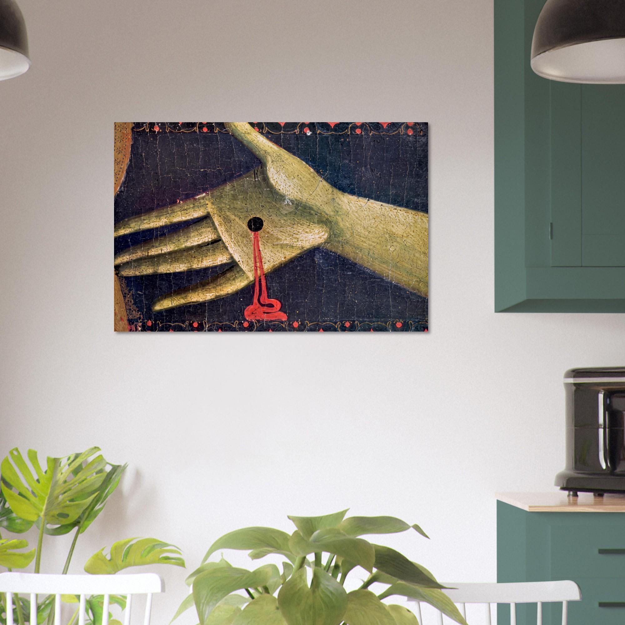 Medieval Stigmata Hand Art Print Gothic Wall Decor Sacred Religious Painting Canvas Poster Giclee Sacred Medieval Icons