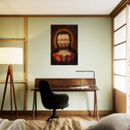 Trifacial Trinity Art Print | Three Faced Jesus Painting | Antique Religious Wall Art | Banned Christian Icon | Unusual Home Decor