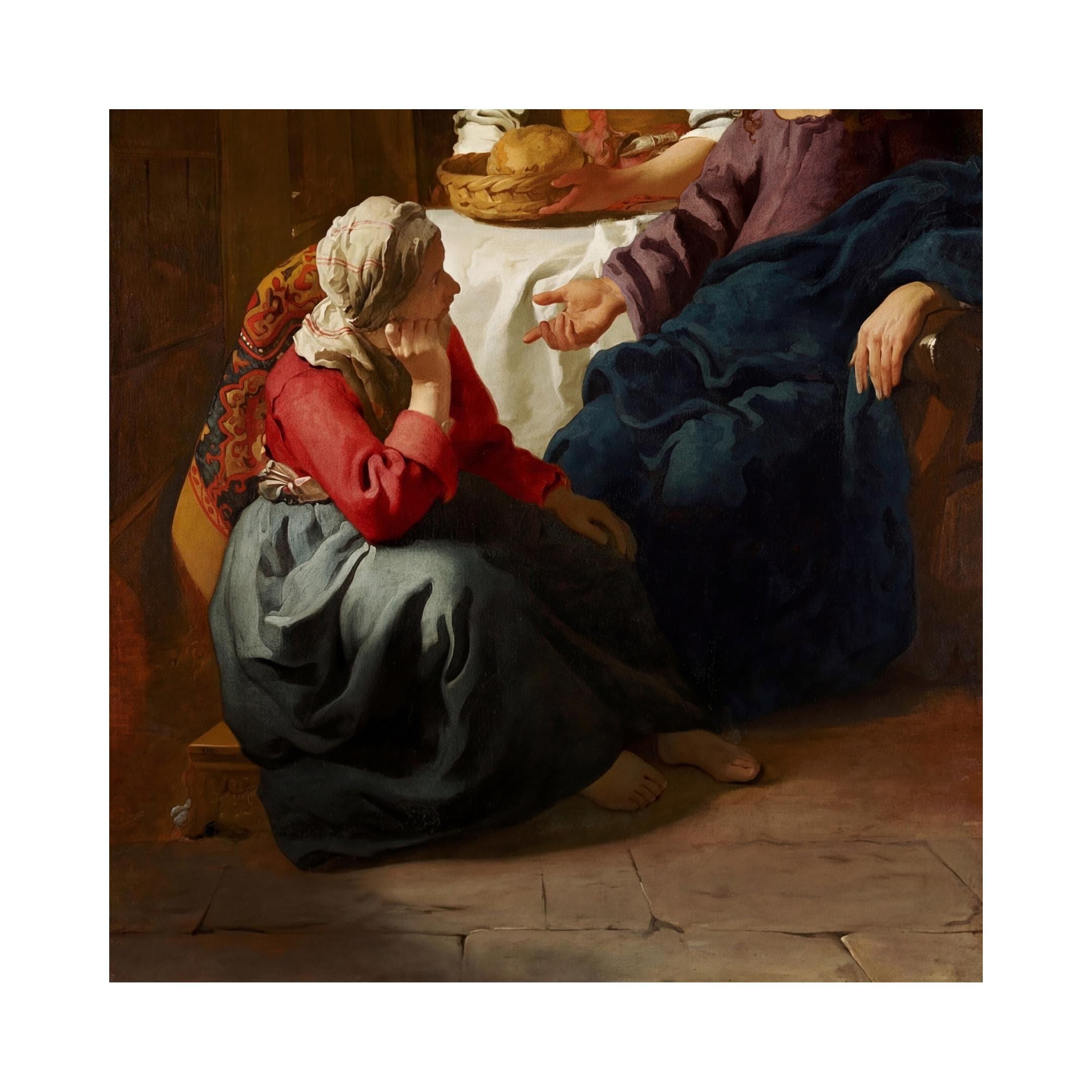 Johannes Vermeer Christ In The House Of Martha And Mary Painting Art Print Baroque Wall Art Christian Home Decor Religious Gift