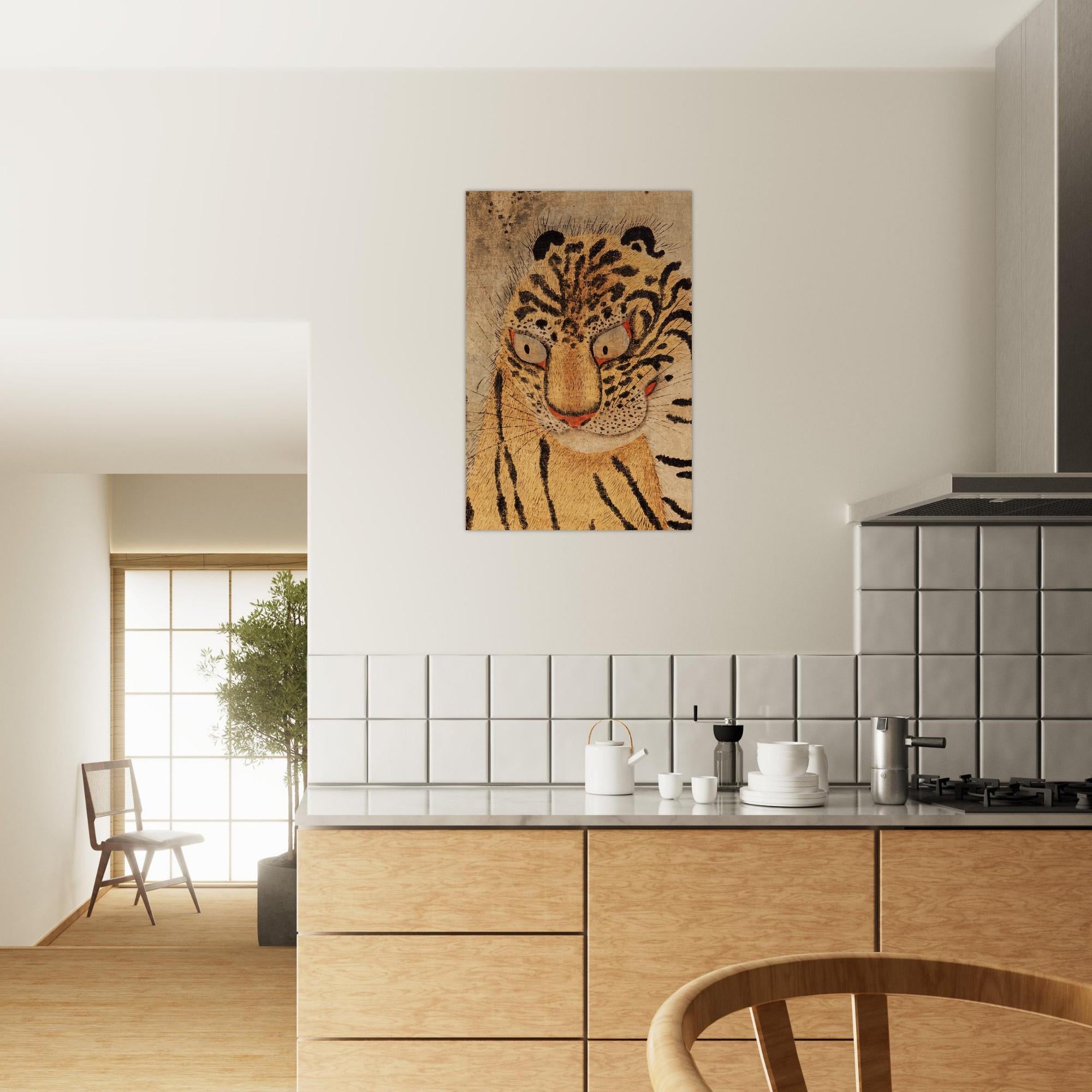 Korean Tiger and Magpie Art Print Minhwa Folk Painting Joseon Dynasty Hojakdo Traditional Asian Animal Wall Art Woodblock Asian Art