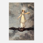 Victorian Fairy Riding Bat Art Print Amelia Jane Murray Regency Illustration Gothic Mythology Whimsical Decor Dark Academia Moody