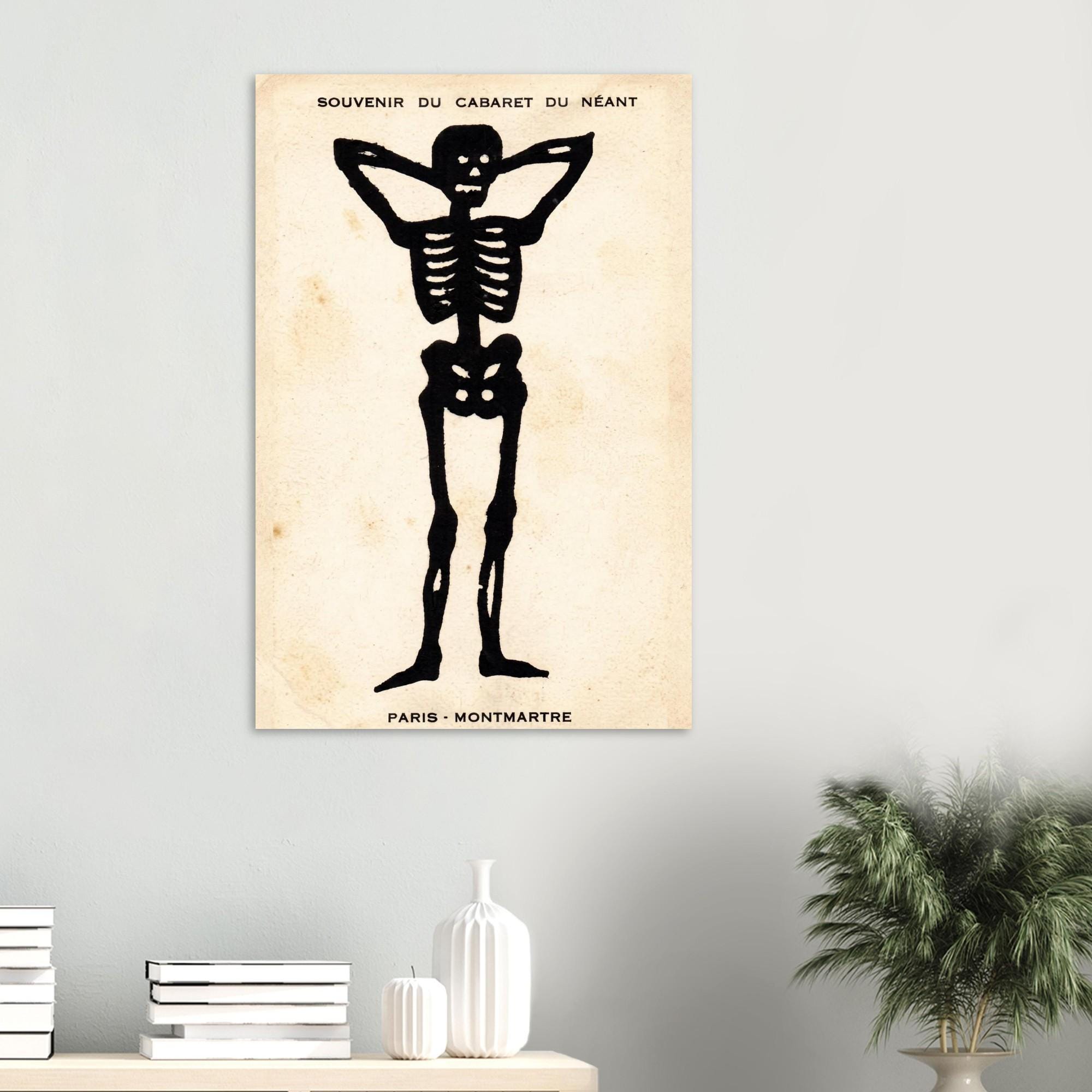 Vintage Paris Cabaret du Neant Skeleton Art Print Antique Macabre Poster Gothic Decor French Occult Oddities Dark Fantasy Macabre