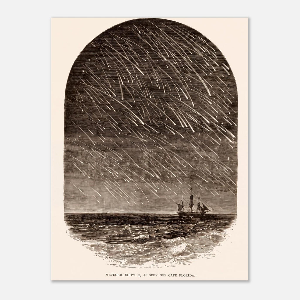 Vintage Meteor Shower Canvas Print Antique Astronomy Wall Art Celestial Ocean Sailing Ship Print Dark Academia Moody Landscapes And Scenery