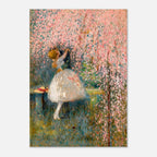 Romantic Couple Kissing Pink Cherry Blossom Tree French Pointillism Art Print Vintage Wedding Anniversary Impressionist Masters