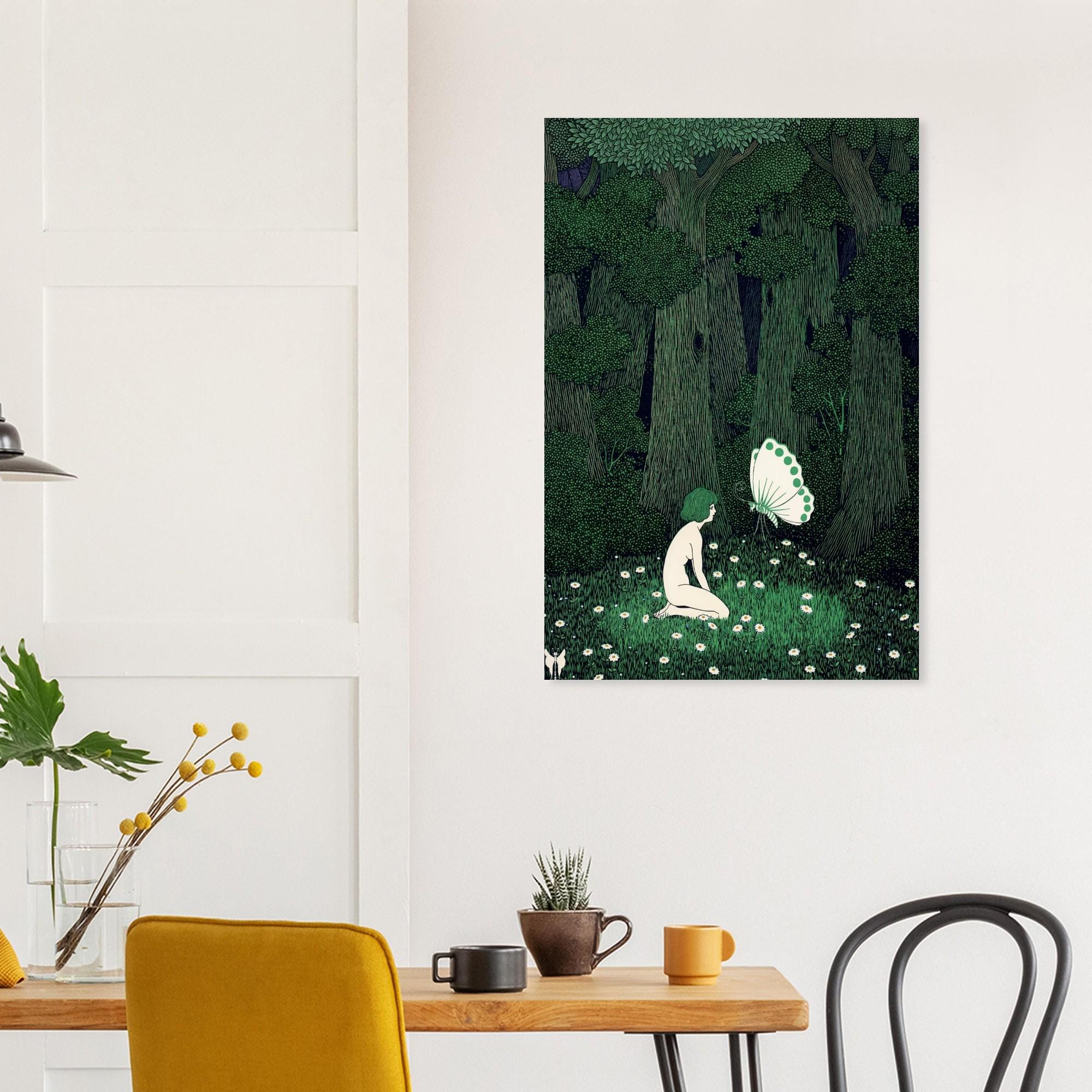 Marcus Behmer Art Nouveau Print, A Midsummer Night's Dream Vintage Forest Illustration, Nude Woman Wall Art, Art Nouveau & Vintage