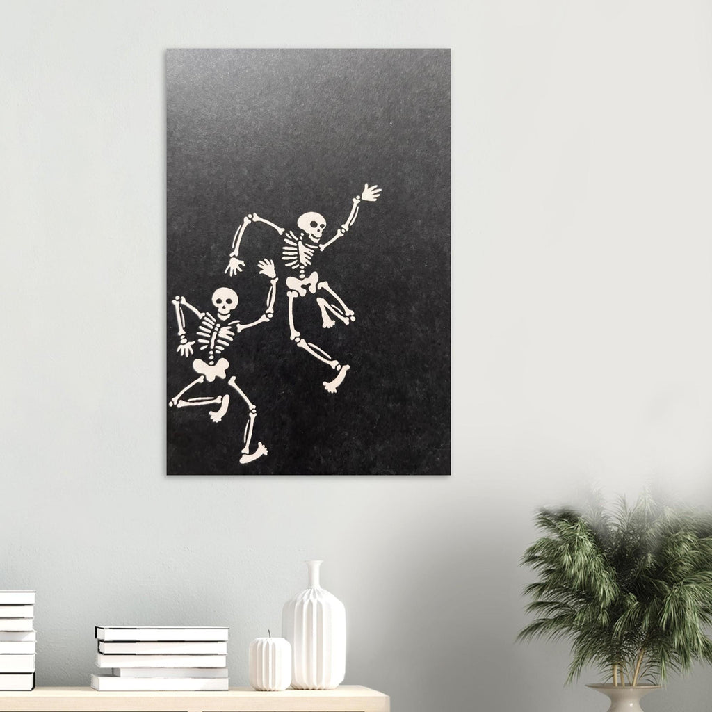 Dancing Skeletons Woodcut Print Memento Mori Wall Art Medieval Danse Macabre Engraving Gothic Dark Academia Vintage Dark Fantasy Macabre
