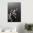 Dancing Skeletons Woodcut Print Memento Mori Wall Art Medieval Danse Macabre Engraving Gothic Dark Academia Vintage Dark Fantasy Macabre