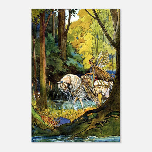 Vintage Fairy Queen Riding White Horse Art Print, Alice B Woodward 1911 Enchanted Forest Illustration, Art Nouveau & Vintage