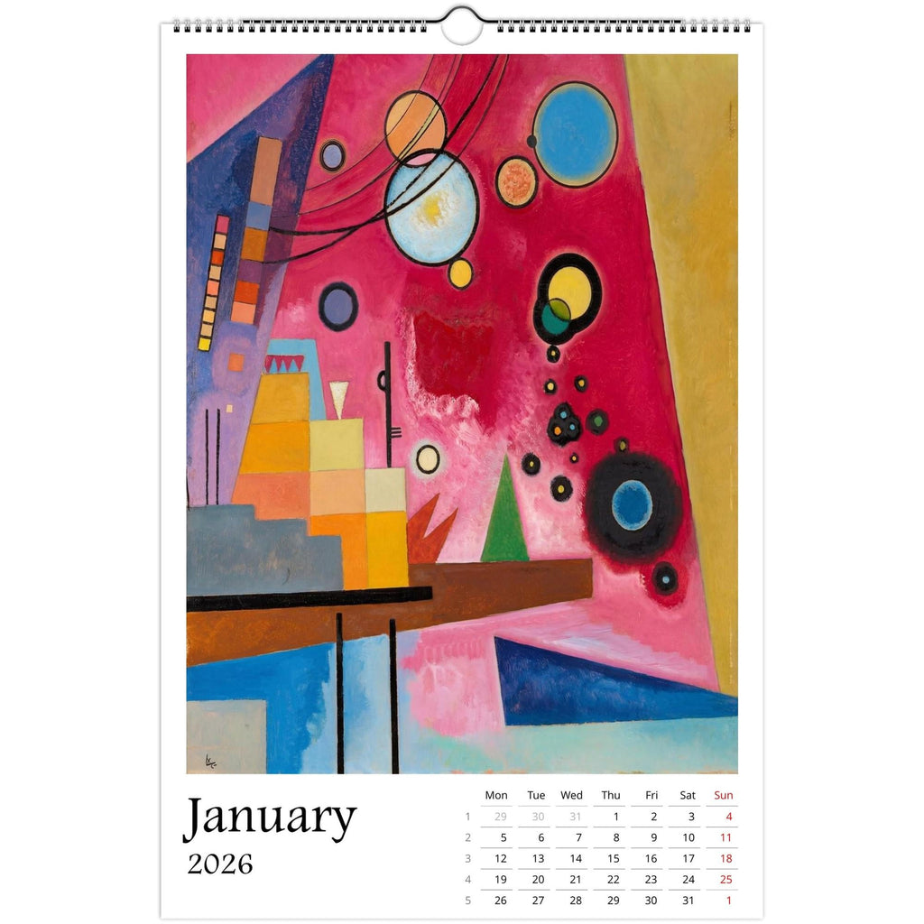 13 Artworks of Wassily Kandinsky 2026 Wall Calendar 11x16.5, Abstract Art Monthly Planner, Bauhaus Design 12 Month Hanging, Modern Artist