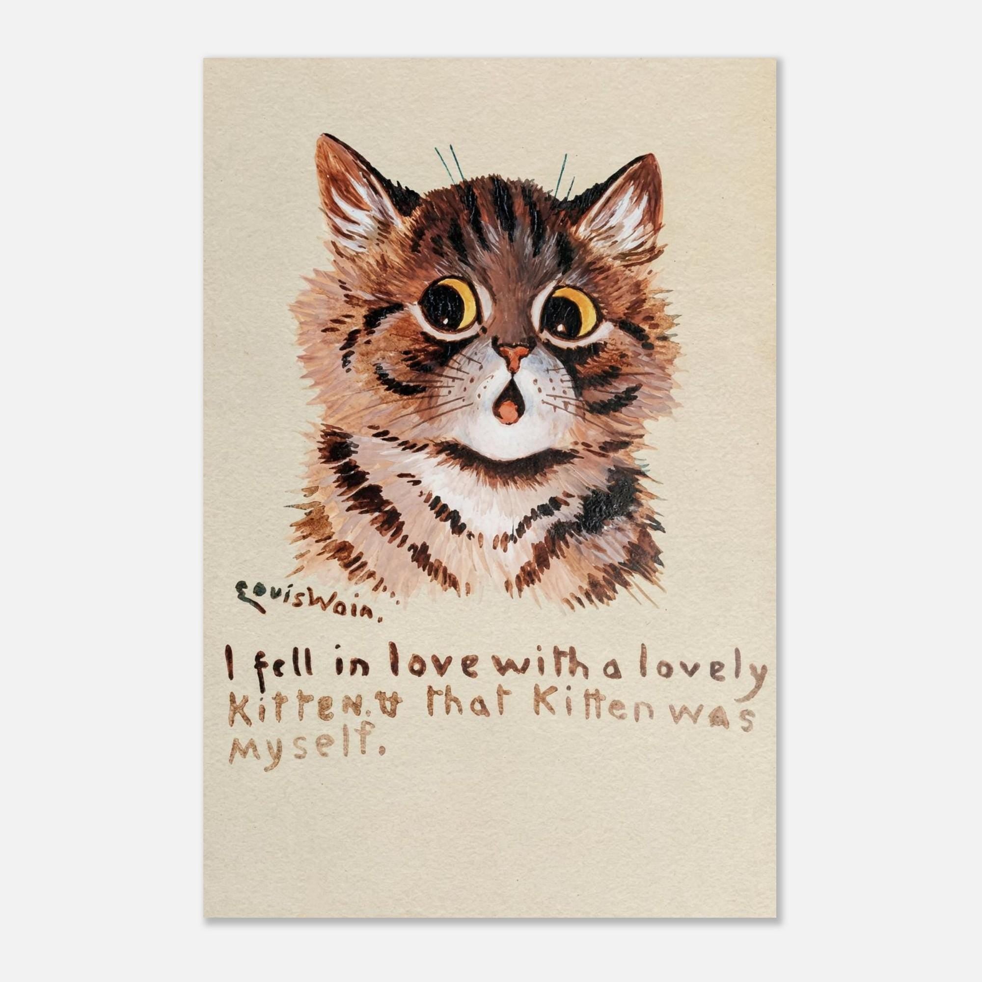 Louis Wain Cat Art Print | Vintage Whimsical Kitten Wall Art | Victorian Cat Lover Gift | Unframed Retro Tabby Cat Poster Print