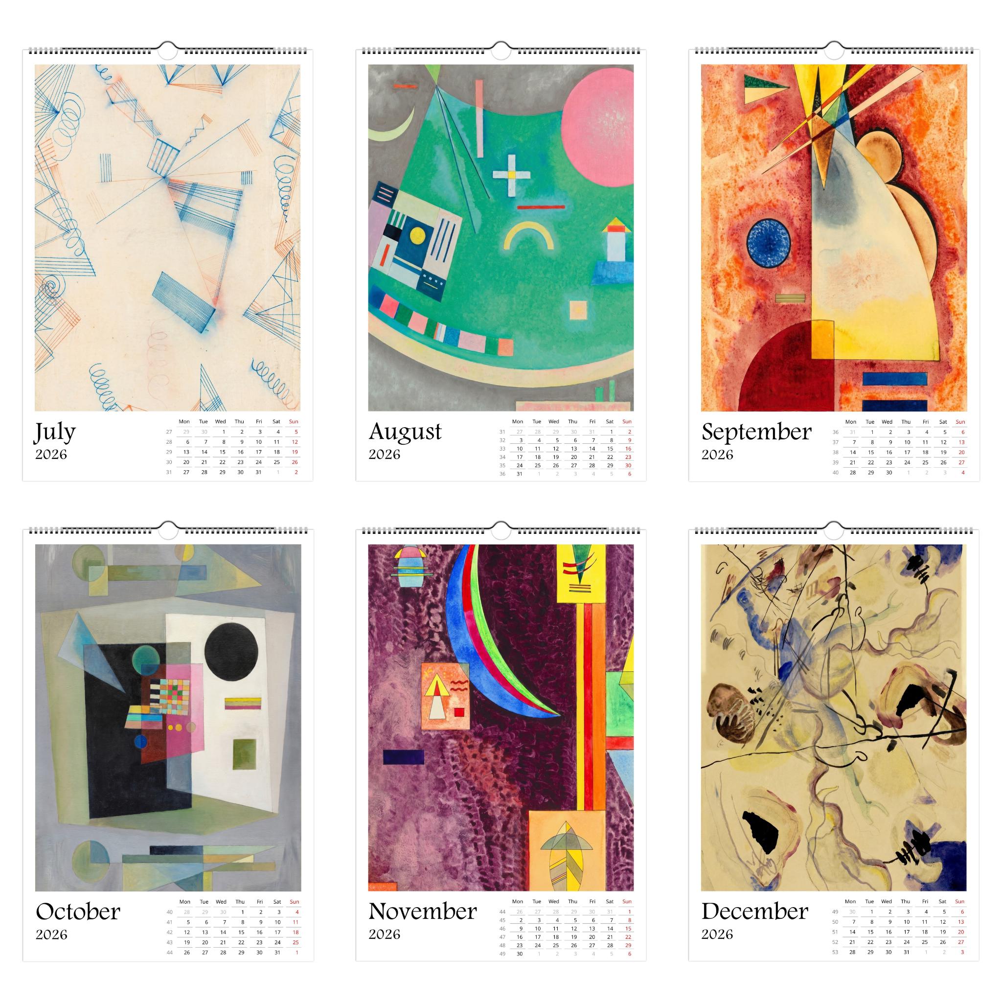 13 Artworks of Wassily Kandinsky 2026 Wall Calendar 11x16.5, Abstract Art Monthly Planner, Bauhaus Design 12 Month Hanging, Modern Artist
