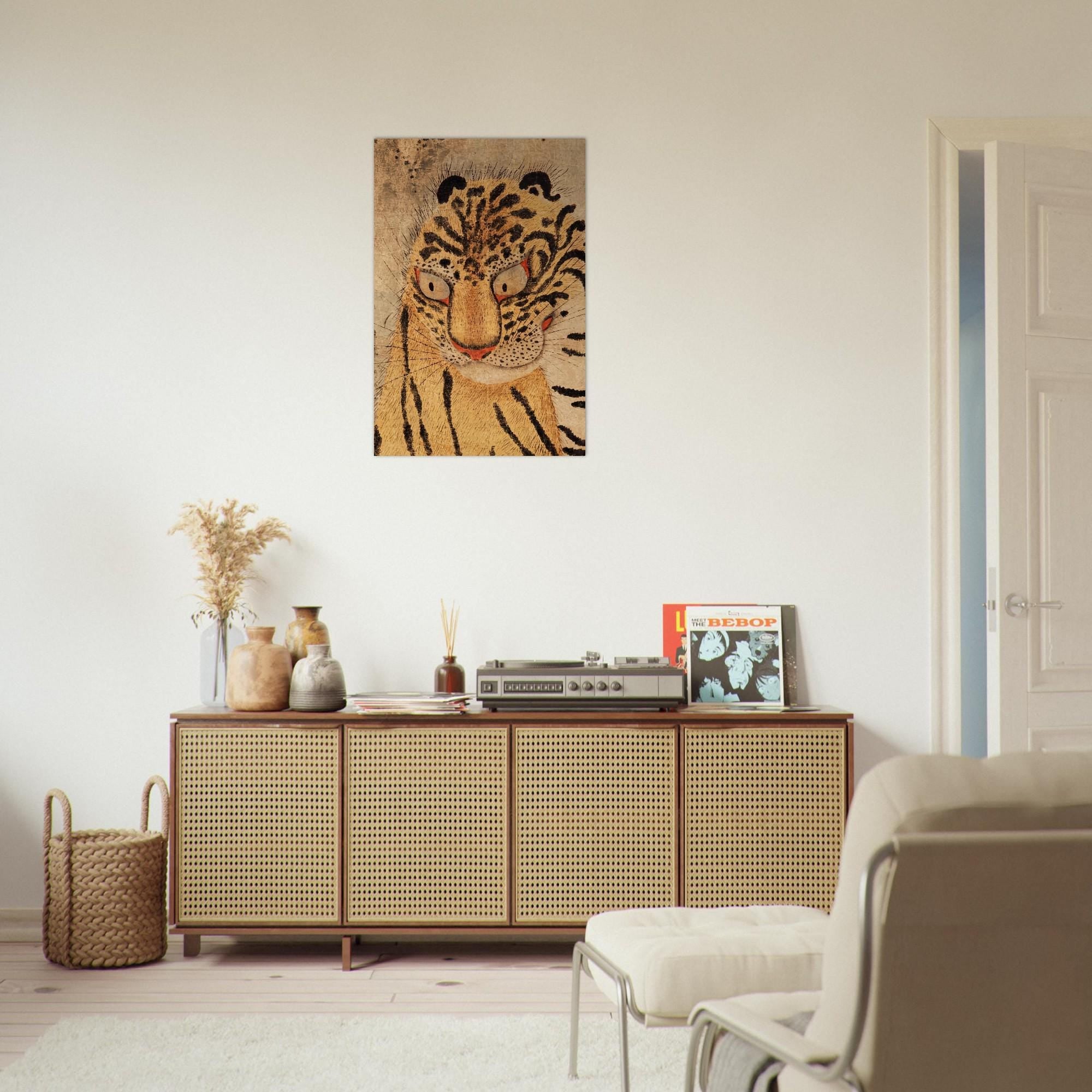 Korean Tiger and Magpie Art Print Minhwa Folk Painting Joseon Dynasty Hojakdo Traditional Asian Animal Wall Art Woodblock Asian Art