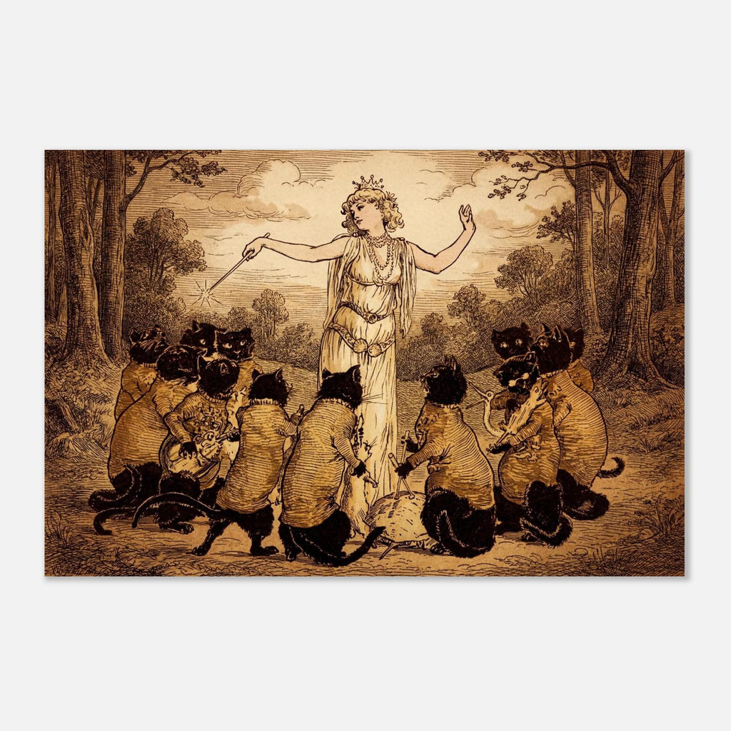Vintage Cat Orchestra Art Print Unframed Anthropomorphic Cats Playing Instruments Whimsical Feline Wall Art Art Nouveau & Vintage