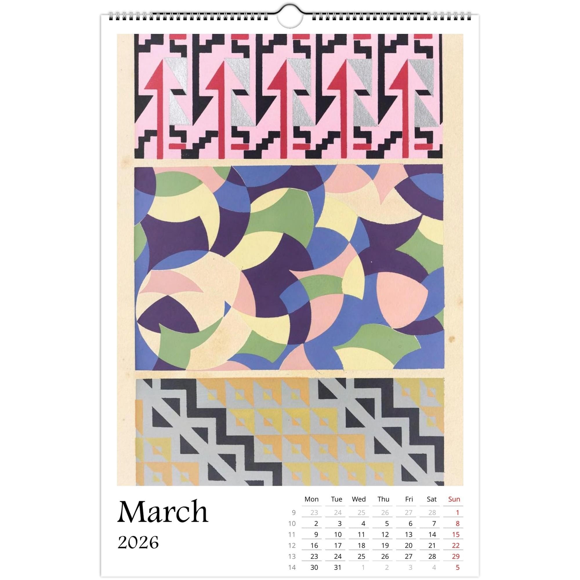 13 Artworks of  Mizuki Heitaro 2026 Art Calendar 11x16.5, Wiener Werkstatte, Abstract Patterns, Vintage Art, Secessionist, Art Gift