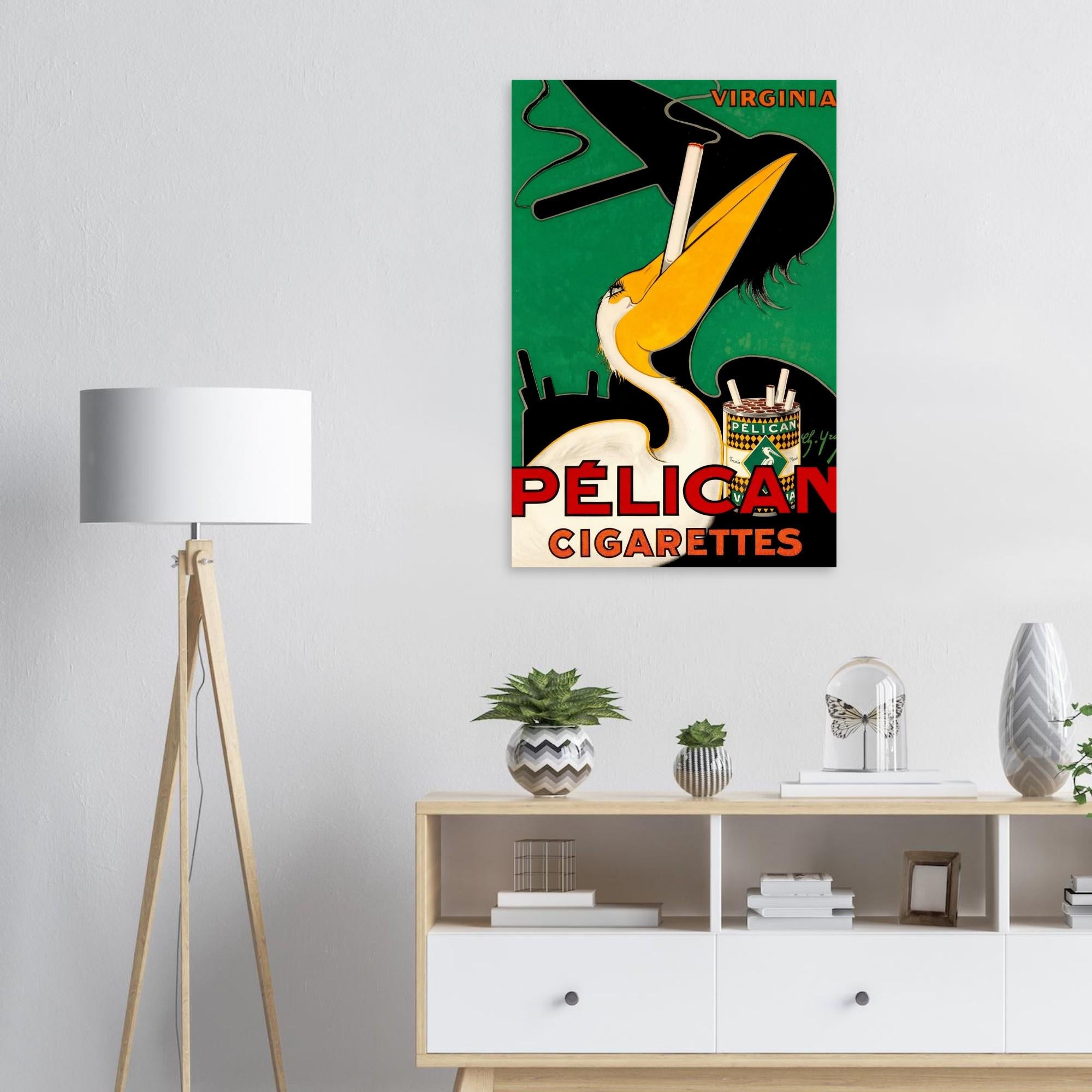 Pelican Cigarettes by Charles Yray Fine Art Print, Vintage Advertising Poster, Art Deco Wall Decor, Retro Tobacco Pelican Ad Print