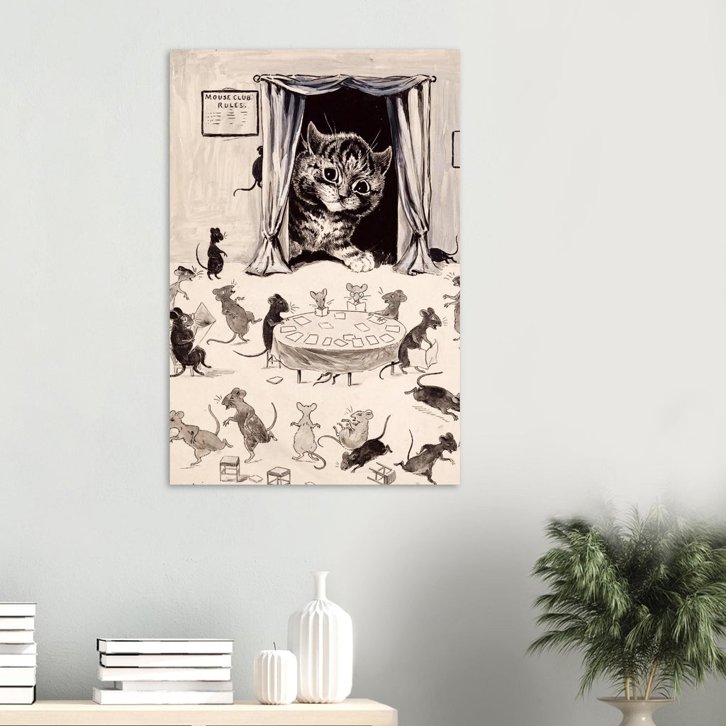 Louis Wain The Mouse Club Rules Cat Print Vintage Whimsical Anthropomorphic Cat and Mice Illustration Art Print Animals Creatures
