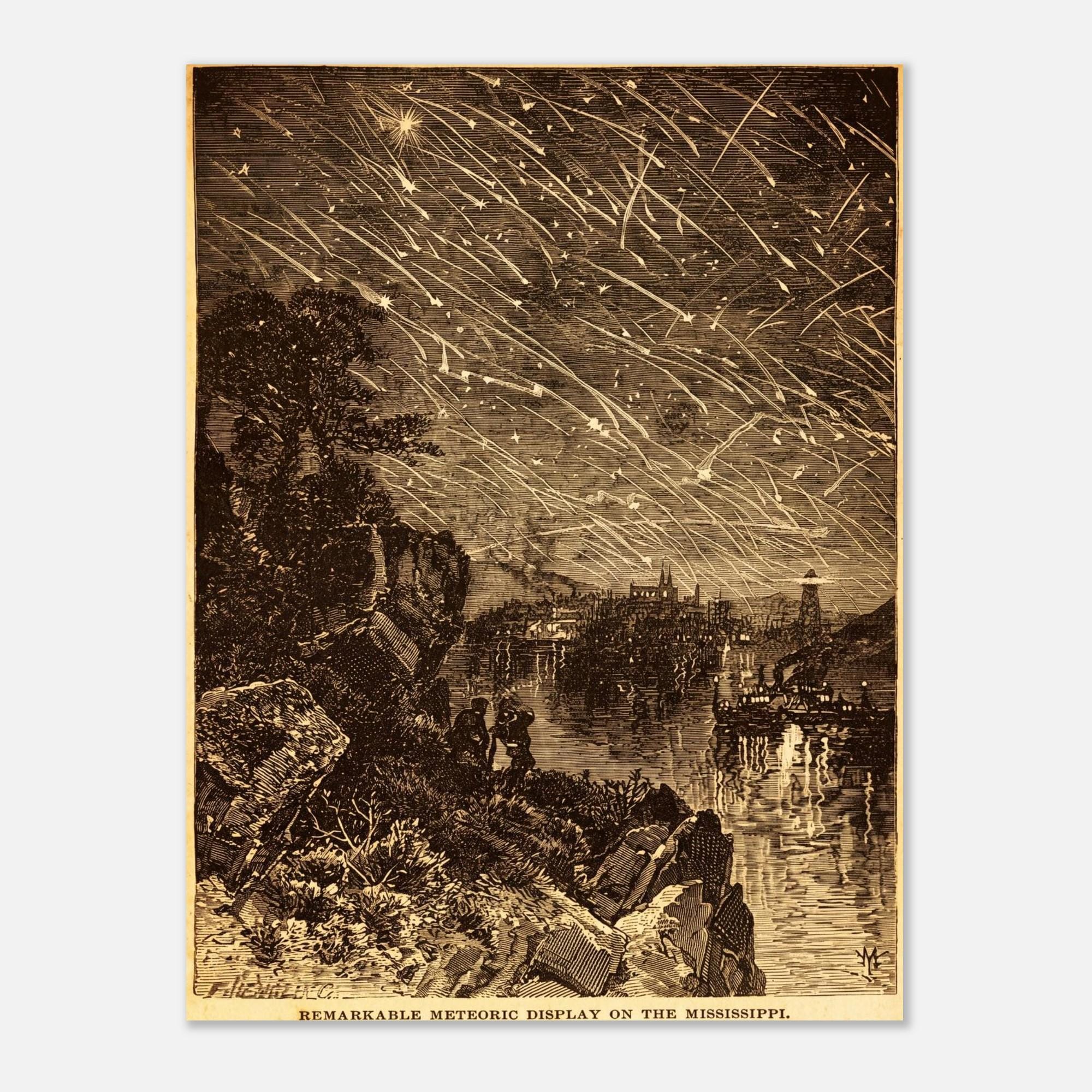 Vintage Meteor Shower Wall Art Antique Night Sky Print Historic Astronomy Decor Celestial Illustration Dark Academia Moody