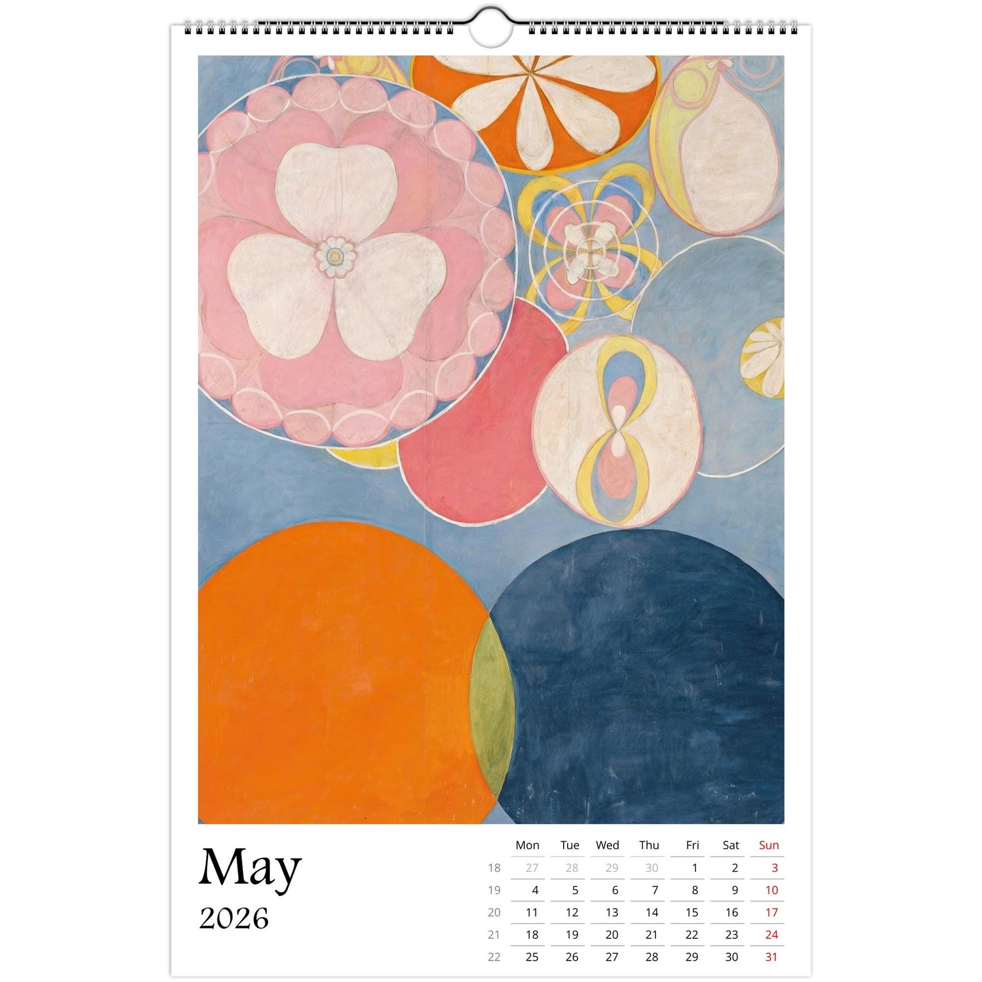 13 Artworks Of Spiritual Abstract Painting 2026 Wall Calendar 11x16.5, Hilma Af Klint, Mystical Calendar, Pastel Decor Gift