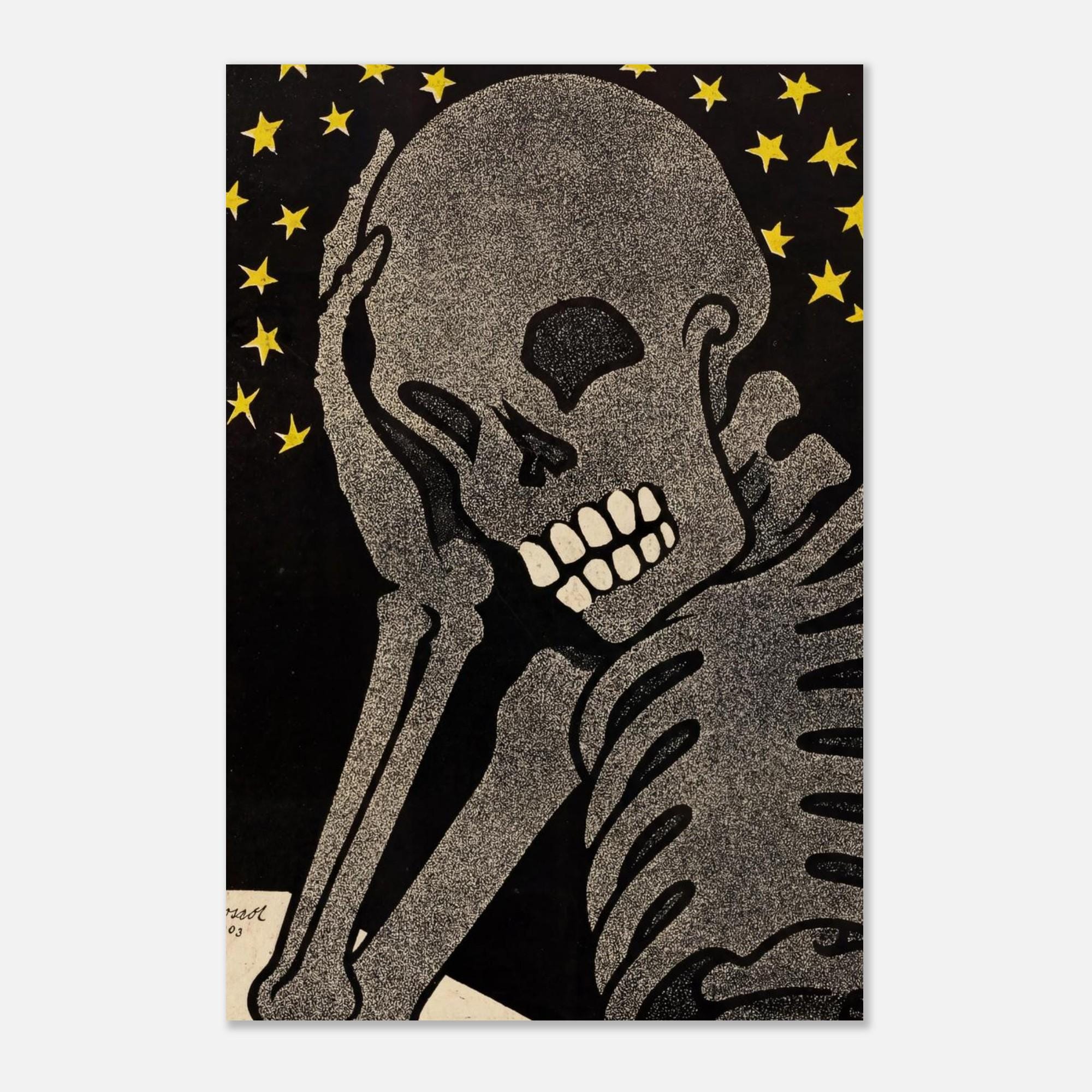 Les Refroidis by Gustave-Henri Jossot Fine Art Print, Vintage Skeleton Art, Dark Academia Decor, Goth Wall Art, Spooky Poster