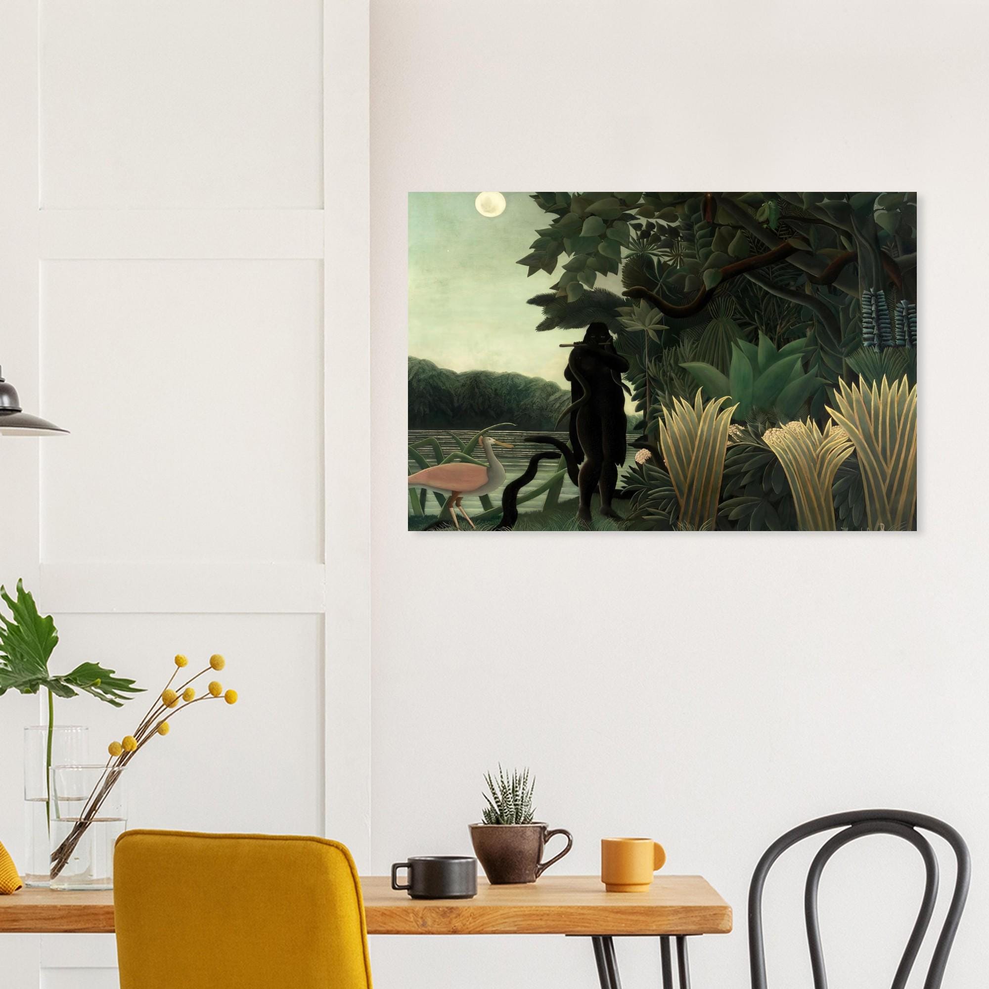 Henri Rousseau The Snake Charmer Jungle Wall Art Print , Tropical Vintage Oil Painting Naive Art Poster for Maximalist Decor