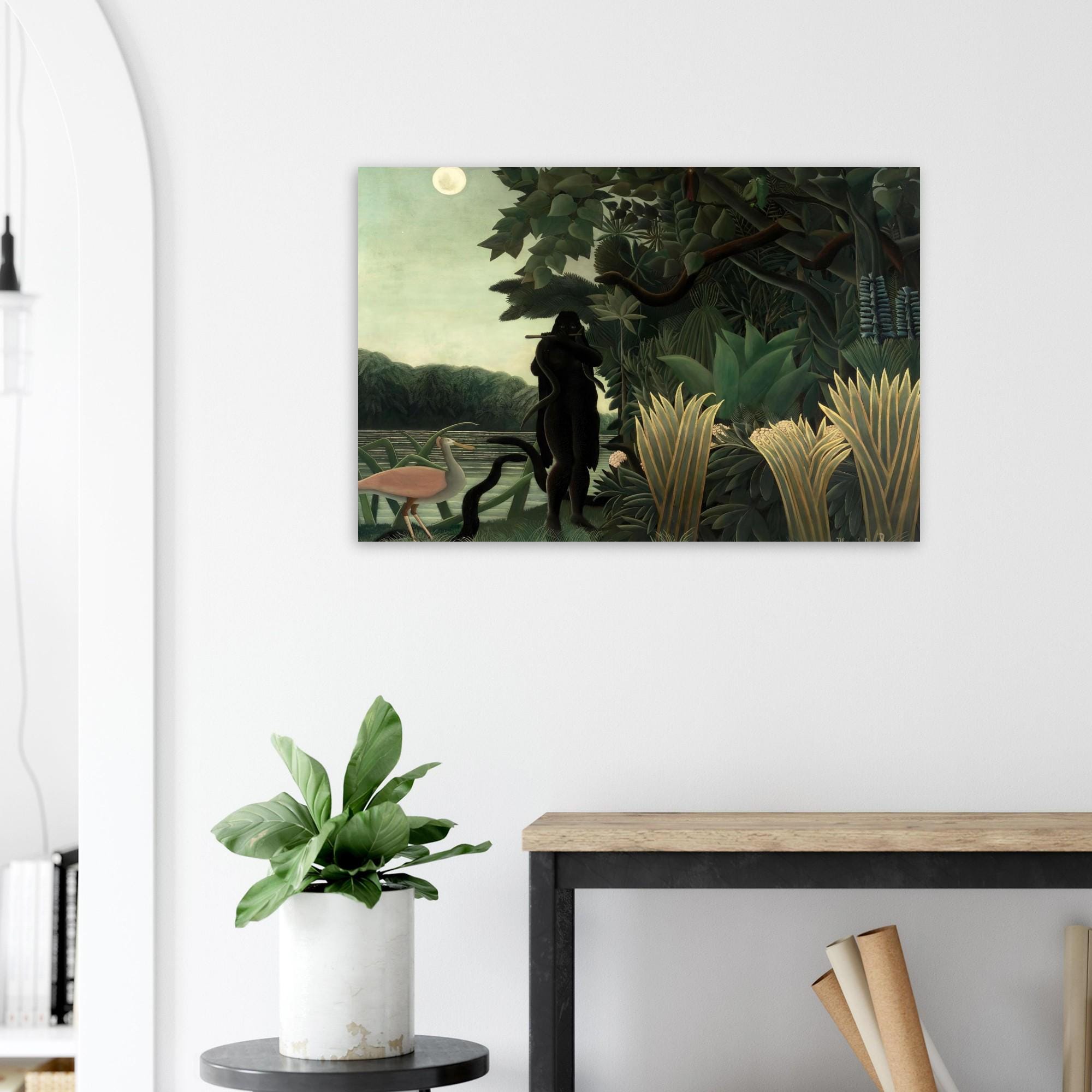 Henri Rousseau The Snake Charmer Jungle Wall Art Print , Tropical Vintage Oil Painting Naive Art Poster for Maximalist Decor