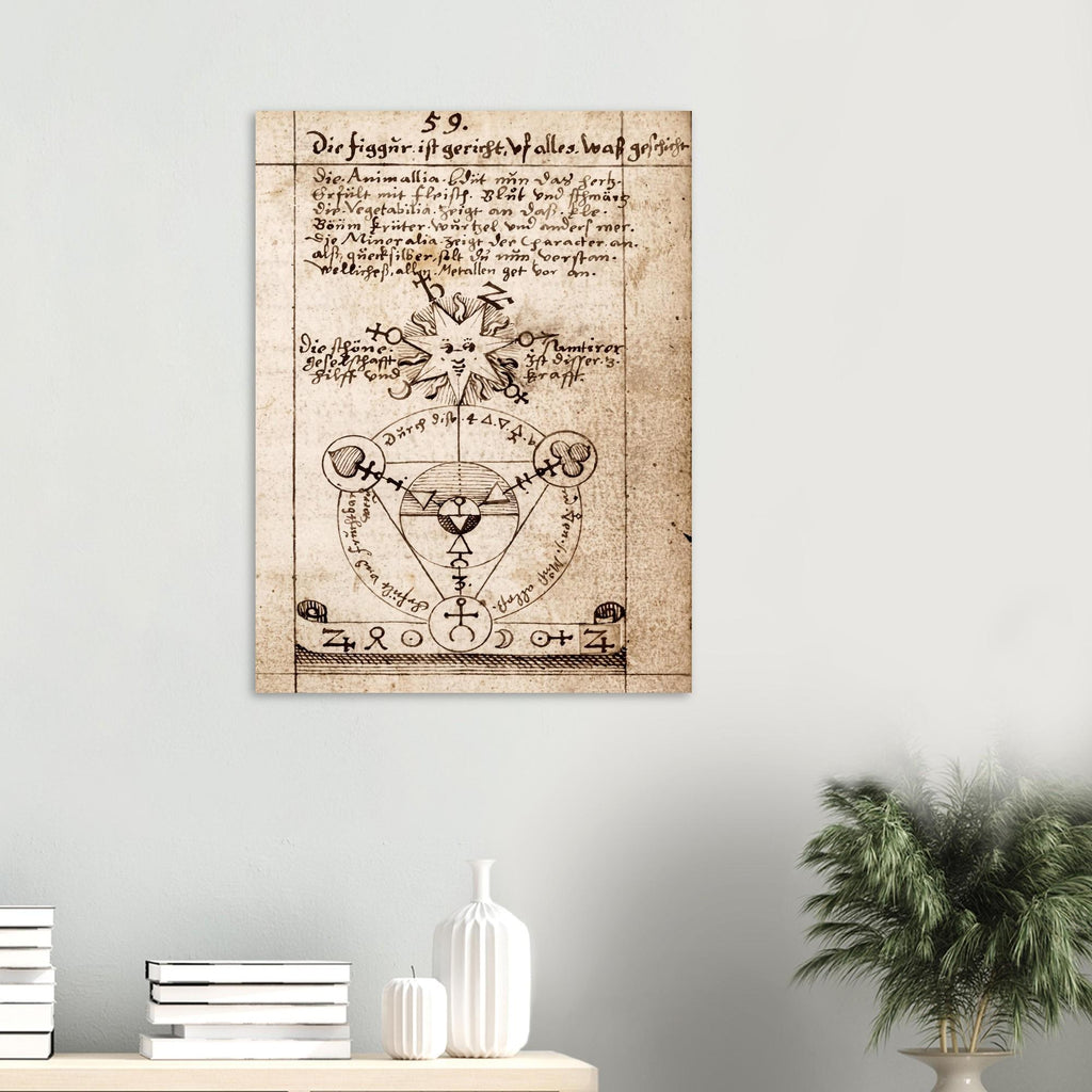 Vintage Alchemy Symbol Print Occult Manuscript Diagram Antique Esoteric Sun Diagram Hermetic Wall Art Print Unframed Myth Symbolism