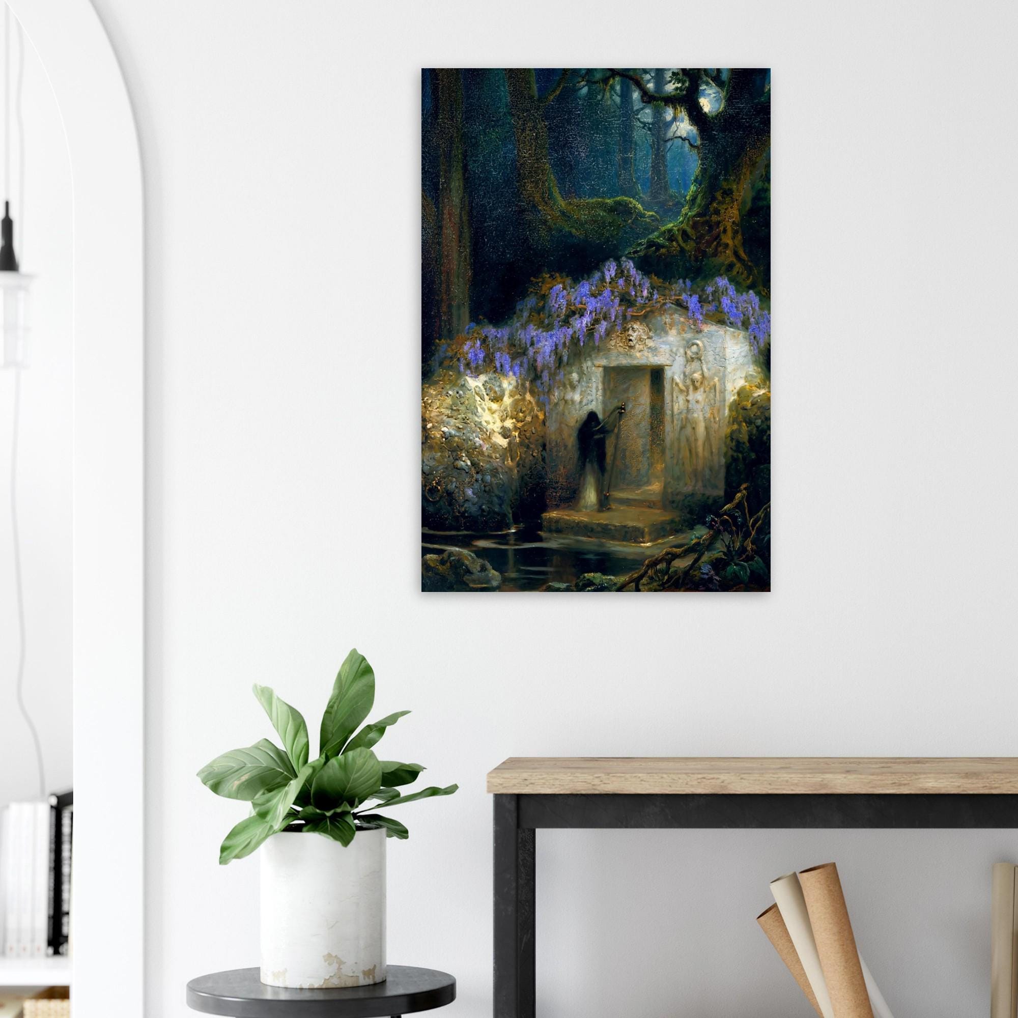 Arnold Bocklin The Tomb Art Print Moody Dark Academia Wall Art Symbolist Vintage Oil Painting Wisteria Decor Dark Academia & Moody