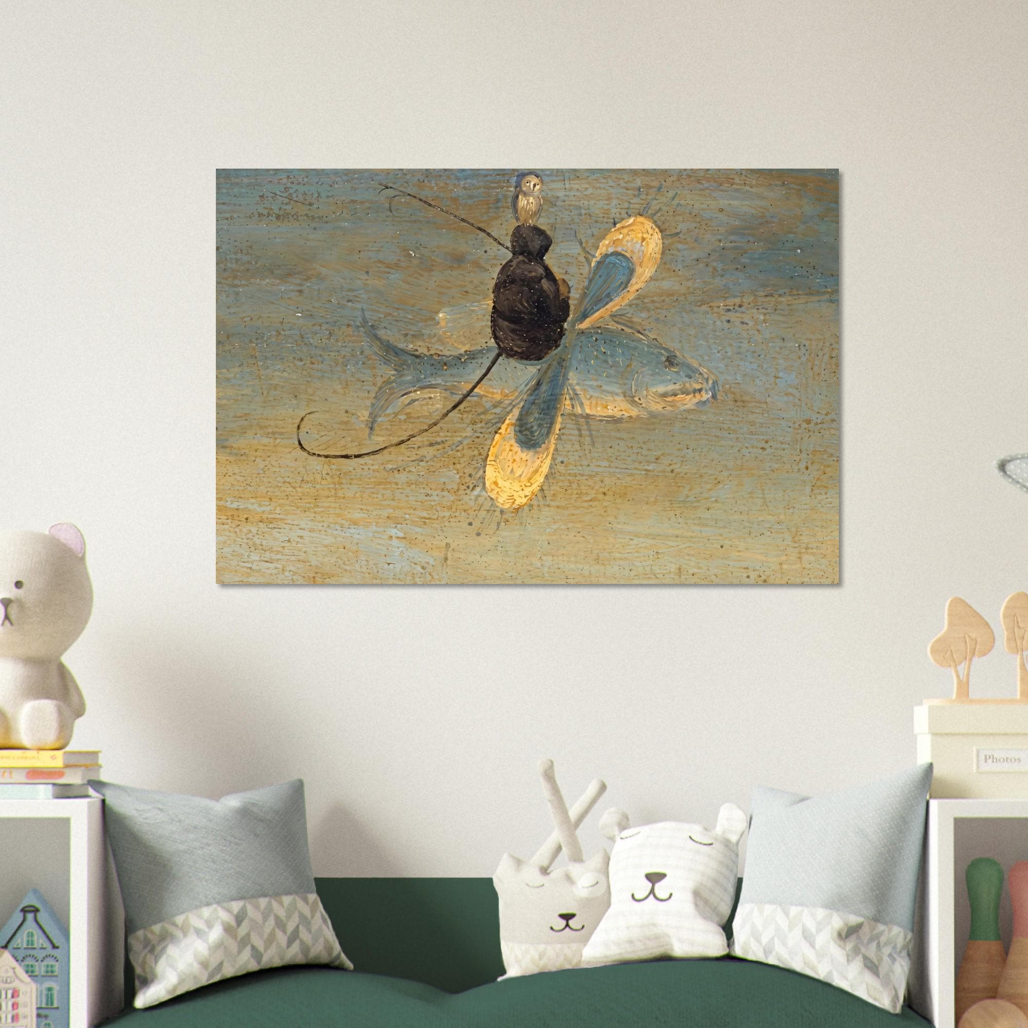 Hieronymus Bosch Flying Fish Print Surreal Medieval Wall Art Renaissance Masterpiece Detail Weird Gothic Decor Dark Academia Moody