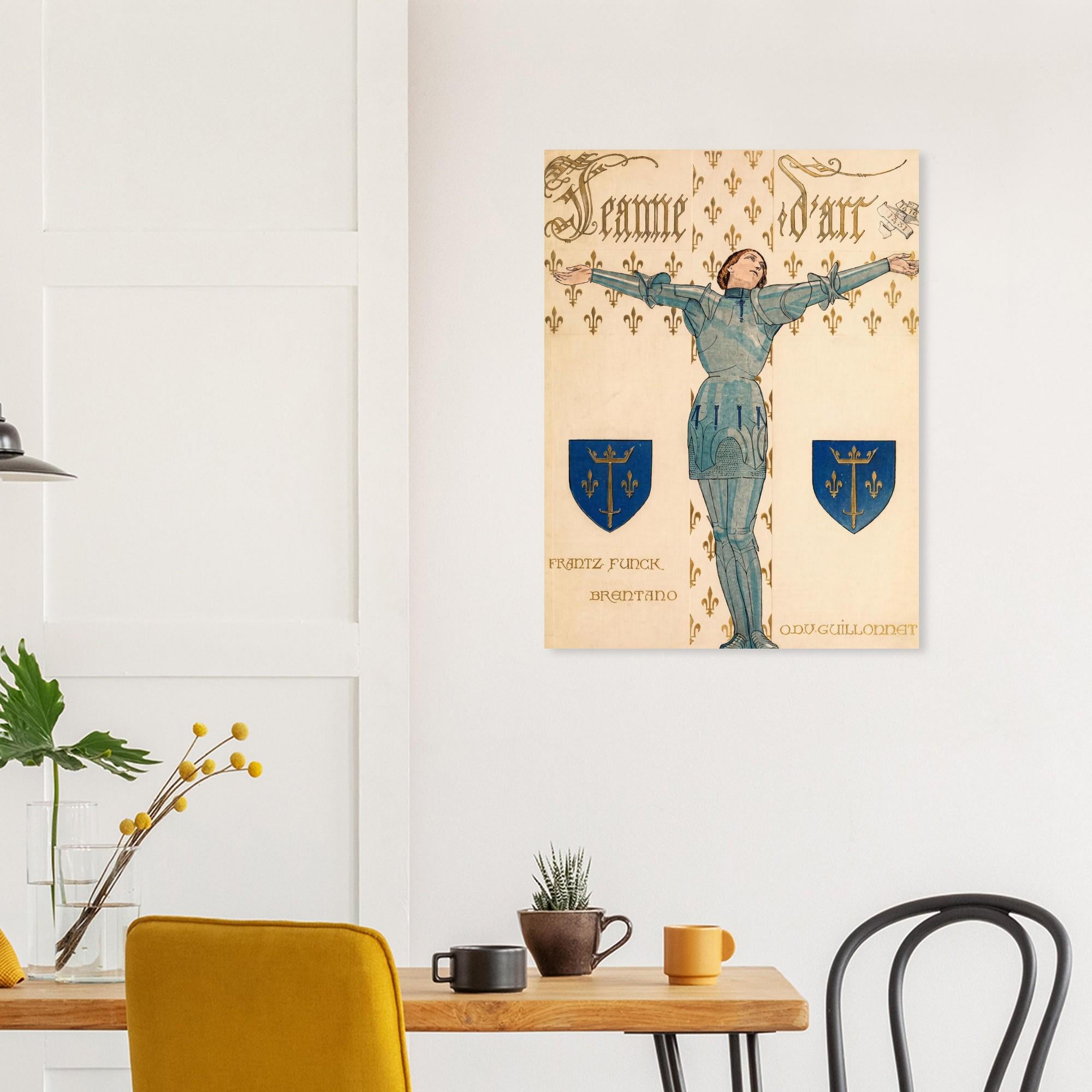 Joan of Arc Vintage Wall Art Print French Art Nouveau Illustration Saint Joan Knight Armor Decor Sacred Medieval Icons