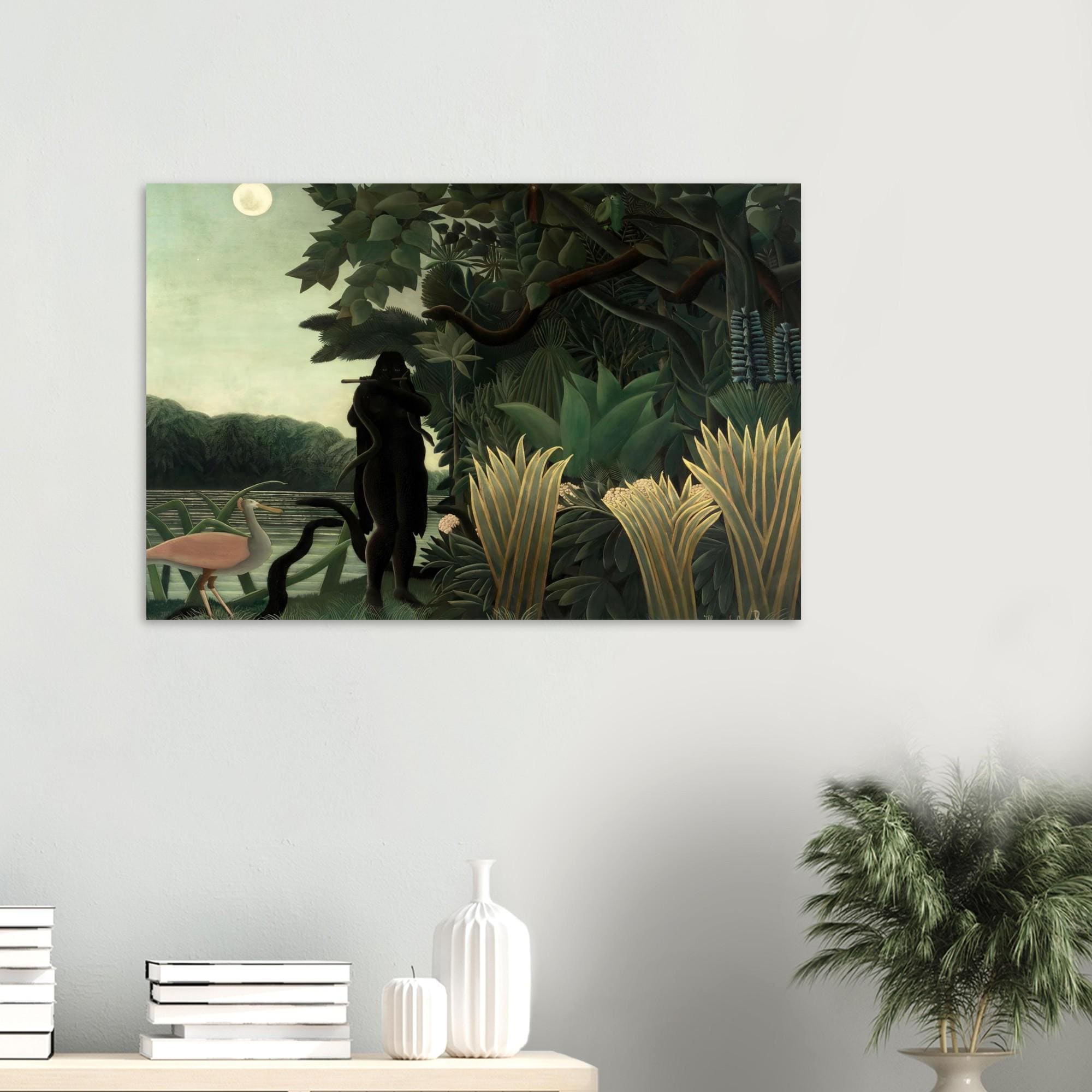 Henri Rousseau The Snake Charmer Jungle Wall Art Print , Tropical Vintage Oil Painting Naive Art Poster for Maximalist Decor