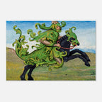 Green Knight Medieval Art Print | Sir Gawain Manuscript Illumination | Dark Academia Wall Art | Mythical Folio Foliage Knight