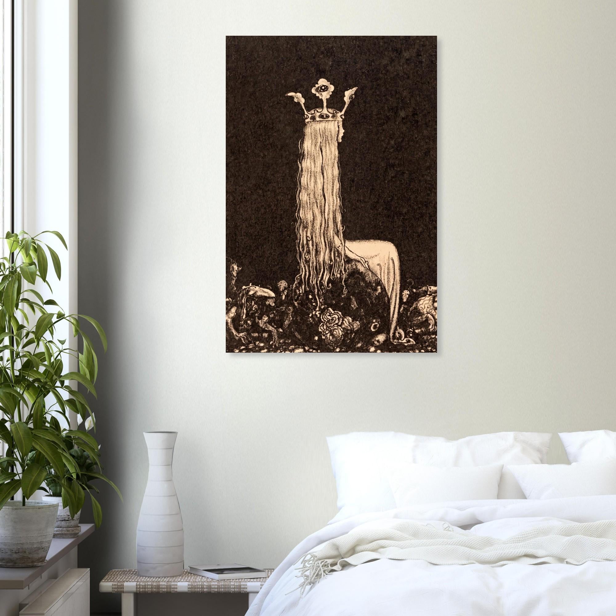 John Bauer Art Print Swedish Folklore Troll Princess Long Hair Vintage Fairy Tale Illustration Norse Mythology Dark Fantasy and Macabre