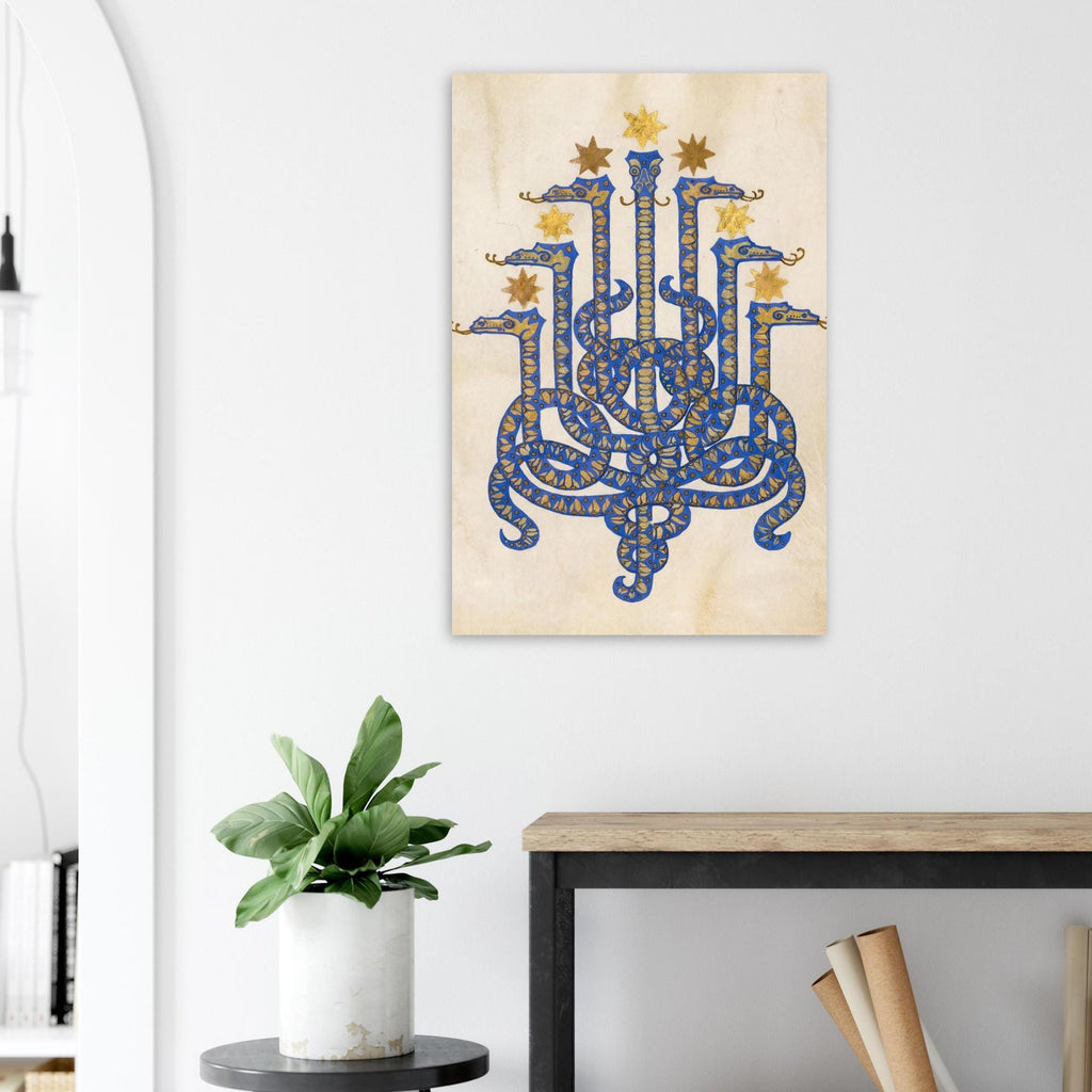 Herodias Illustration by Melchior Lechter Fine Art Print, Symbolist Serpent Wall Art, Mythical Blue Gold Snake, Gothic Home Decor