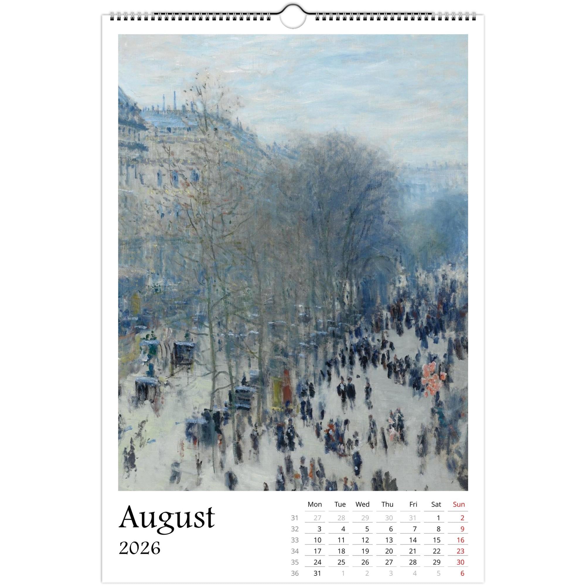 13 Artworks Of Claude Monet 2026 Art Calendar 11x16.5, French Impressionism, Nature Scenes, Fine Art, Retro Vibe, Holiday Gift