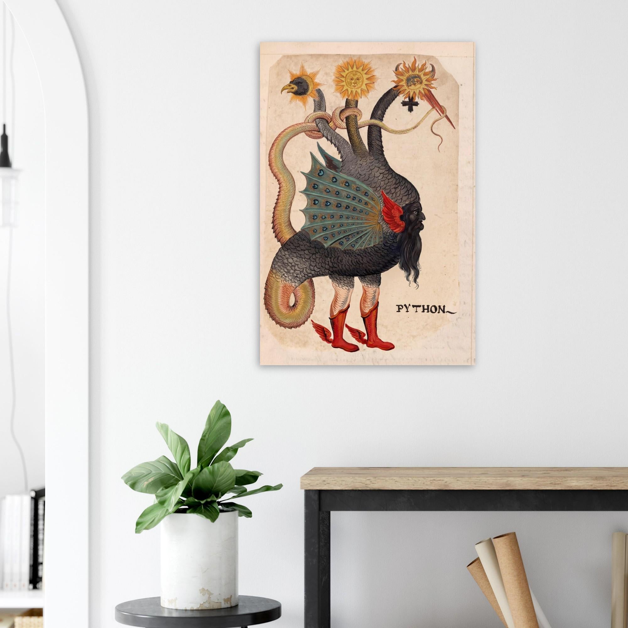 Python Mercurius By German Master Fine Art Print, Vintage Alchemy Art, Occult Wall Decor, Hermetic Poster, Esoteric Gothic Gift
