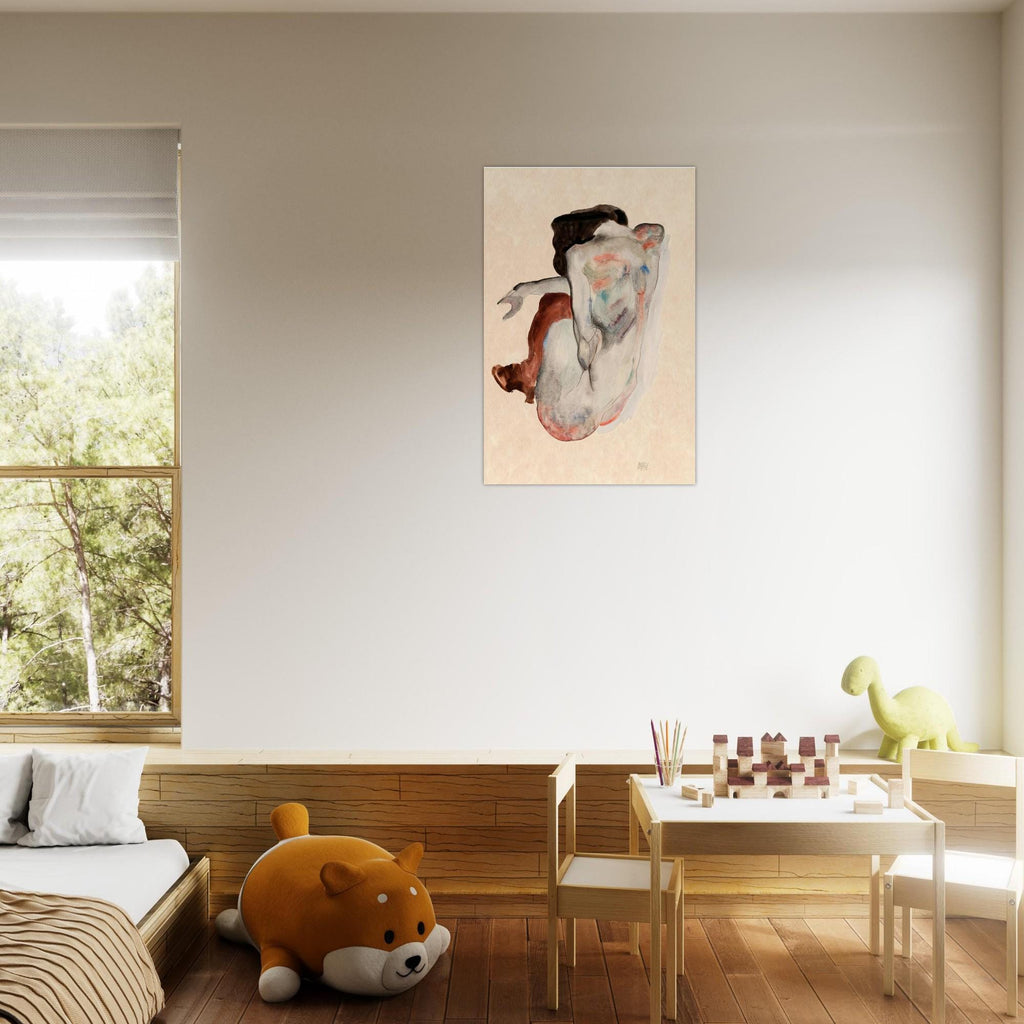 Egon Schiele 1912 Crouching Nude Figure Study Sketch Fine Art Print Vintage Austrian Expressionism Wall Art Portraits Figures