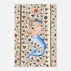 Medieval Mermaid Art Print Illuminated Manuscript Siren With Mirror Antique Mythological Creature Gothic Wall Decor Myth Symbolism