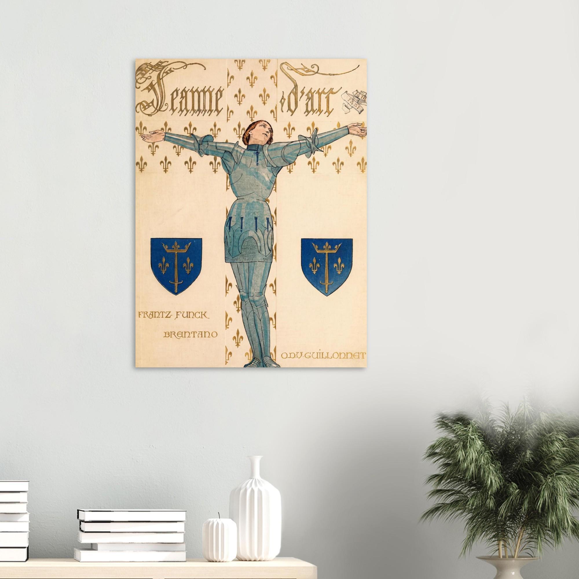 Joan of Arc Vintage Wall Art Print French Art Nouveau Illustration Saint Joan Knight Armor Decor Sacred Medieval Icons