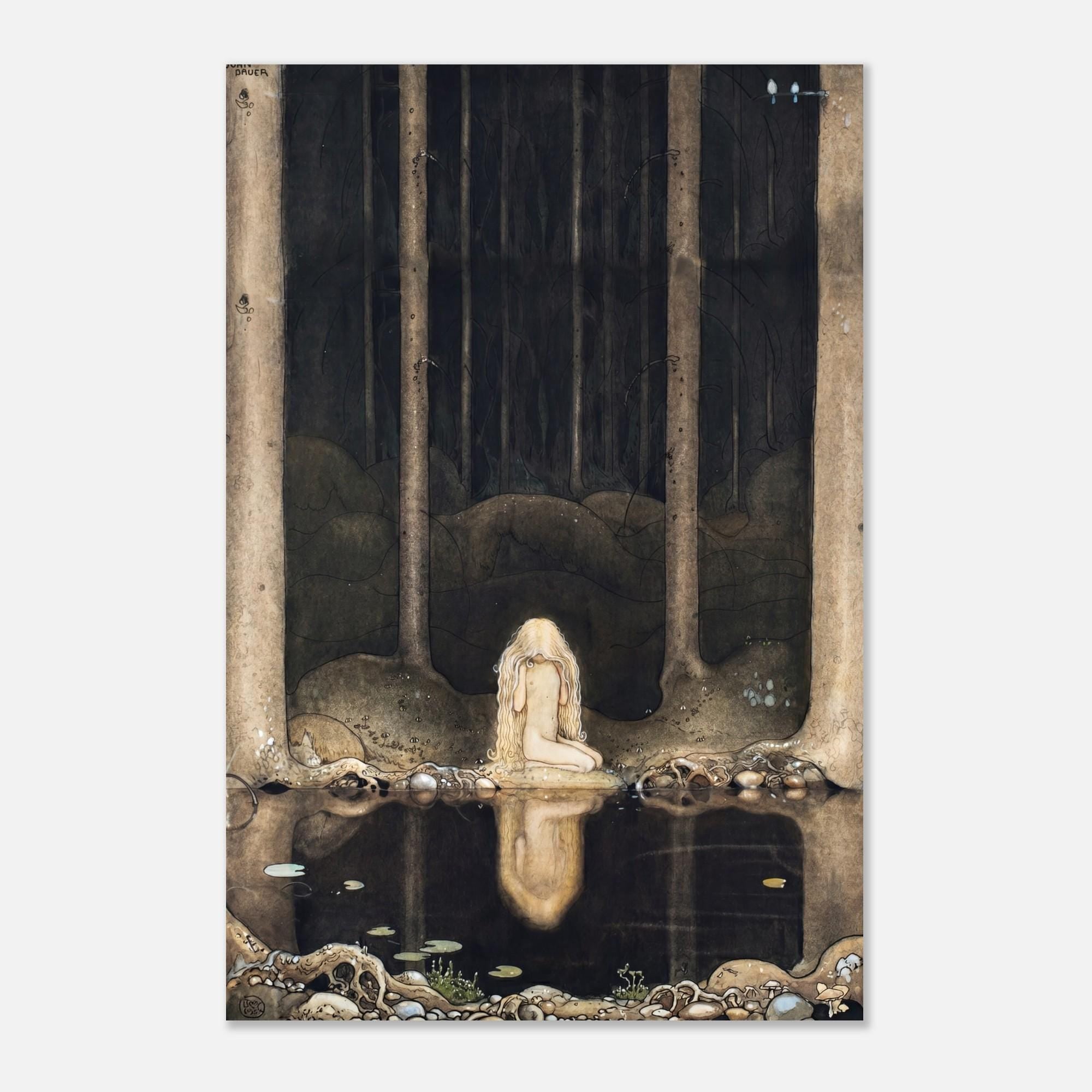 Princess Tuvstarr John Bauer Vintage Swedish Folklore Print Moody Dark Forest Fairy Tale Art Illustration Myth Symbolism