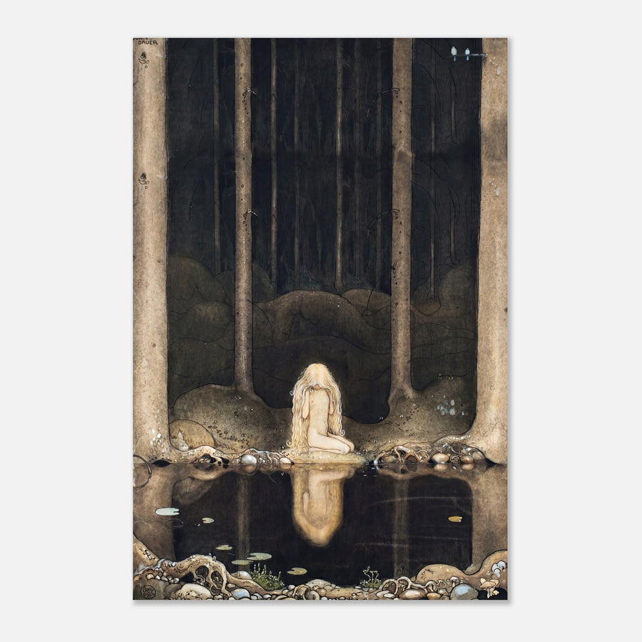 Princess Tuvstarr John Bauer Vintage Swedish Folklore Print Moody Dark Forest Fairy Tale Art Illustration Myth Symbolism