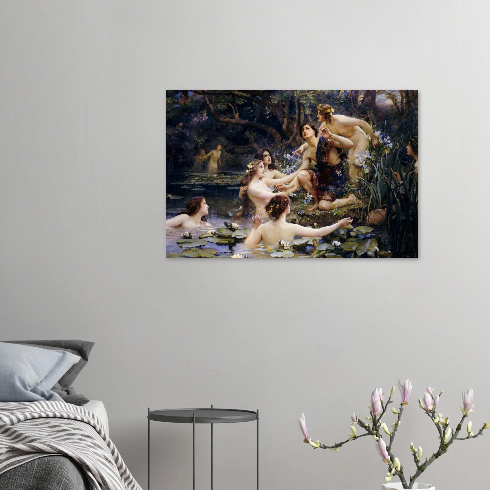 Hylas and the Water Nymphs by Henrietta Rae, Mythology Wall Art, Pre-Raphaelite Decor, Greek Myth Poster, Vintage Museum Print