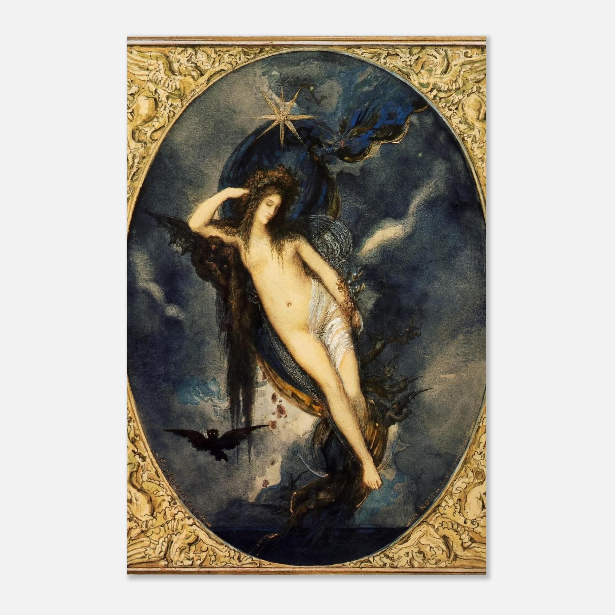 Nyx Night Goddess by Gustave Moreau Fine Art Print, Dark Academia Decor, Greek Mythology Wall Art, Symbolist Painting, Gothic Poster