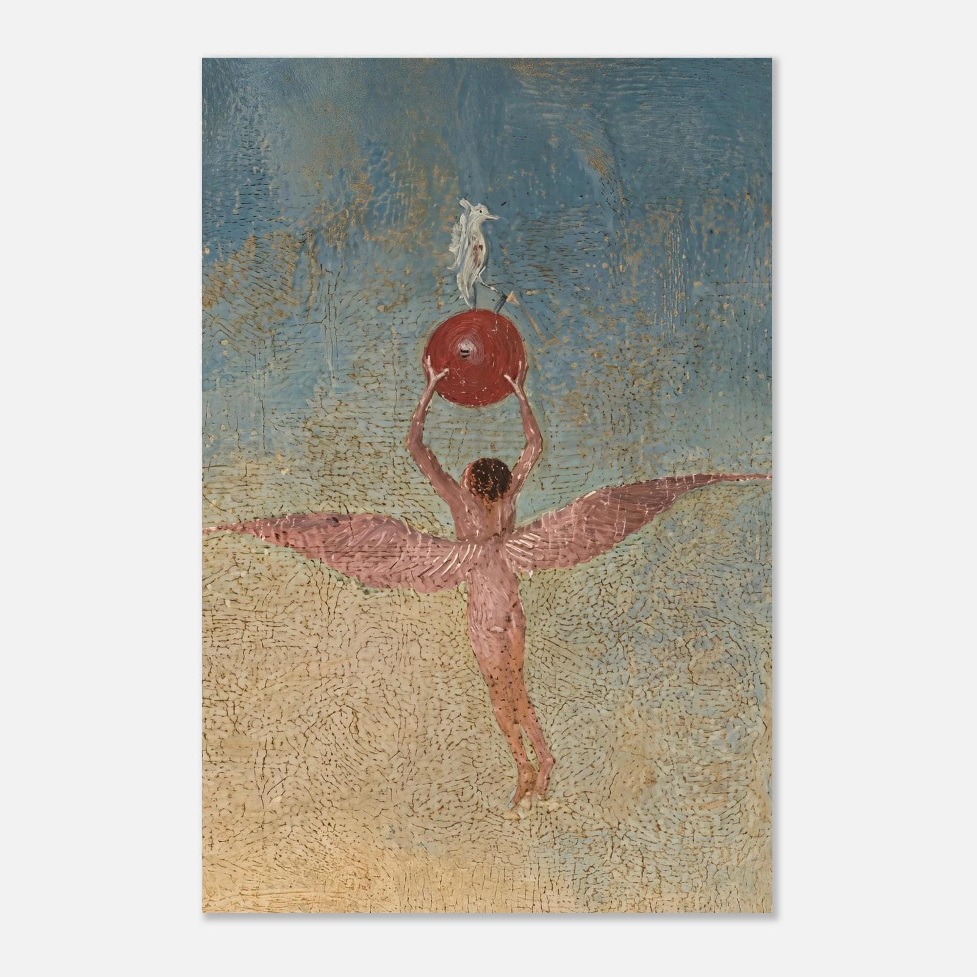 Hieronymus Bosch Winged Figure Red Fruit Art Print Garden Of Earthly Delights Surreal Renaissance Antique Weird Decor Myth Symbolism