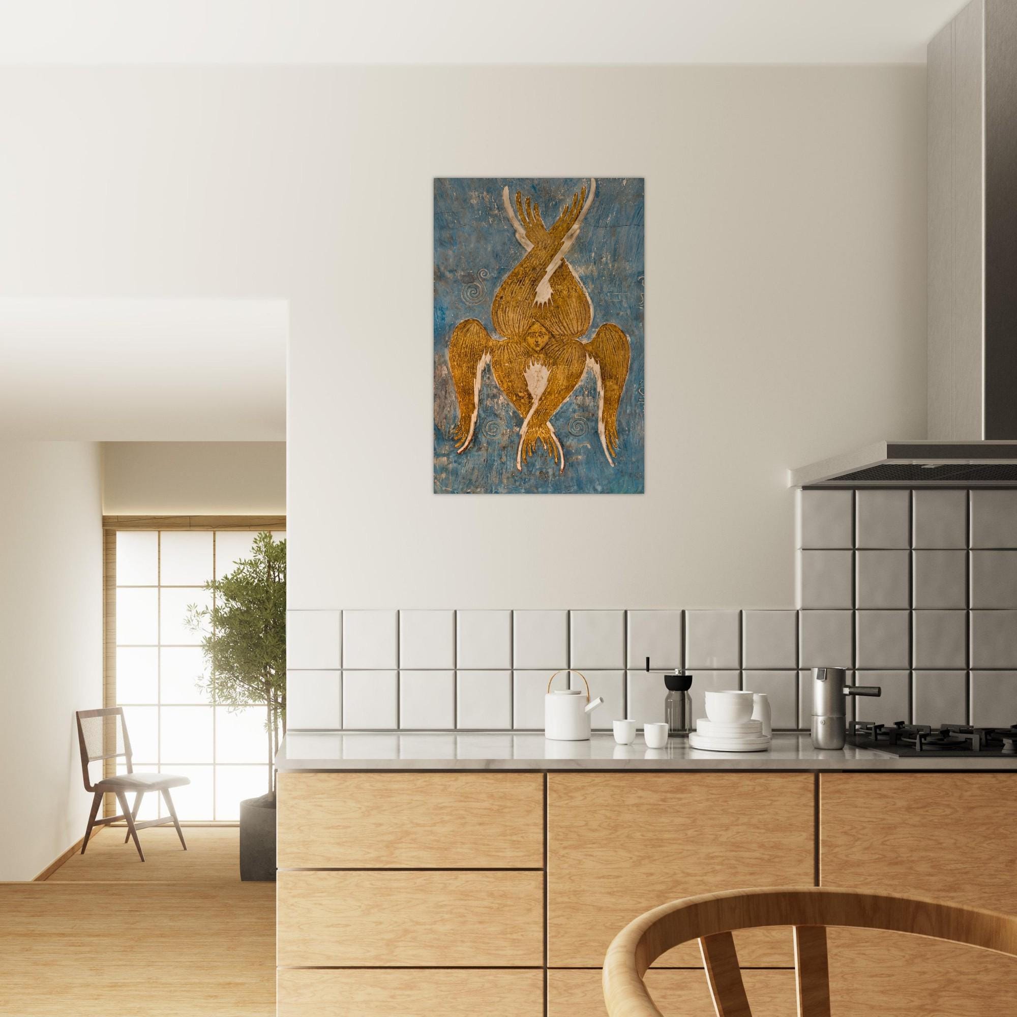 Seraphim Art Print Biblically Accurate Angel Byzantine Fresco Wall Decor Six Winged Ancient Sacred Christian Myth & Symbolism 067a9