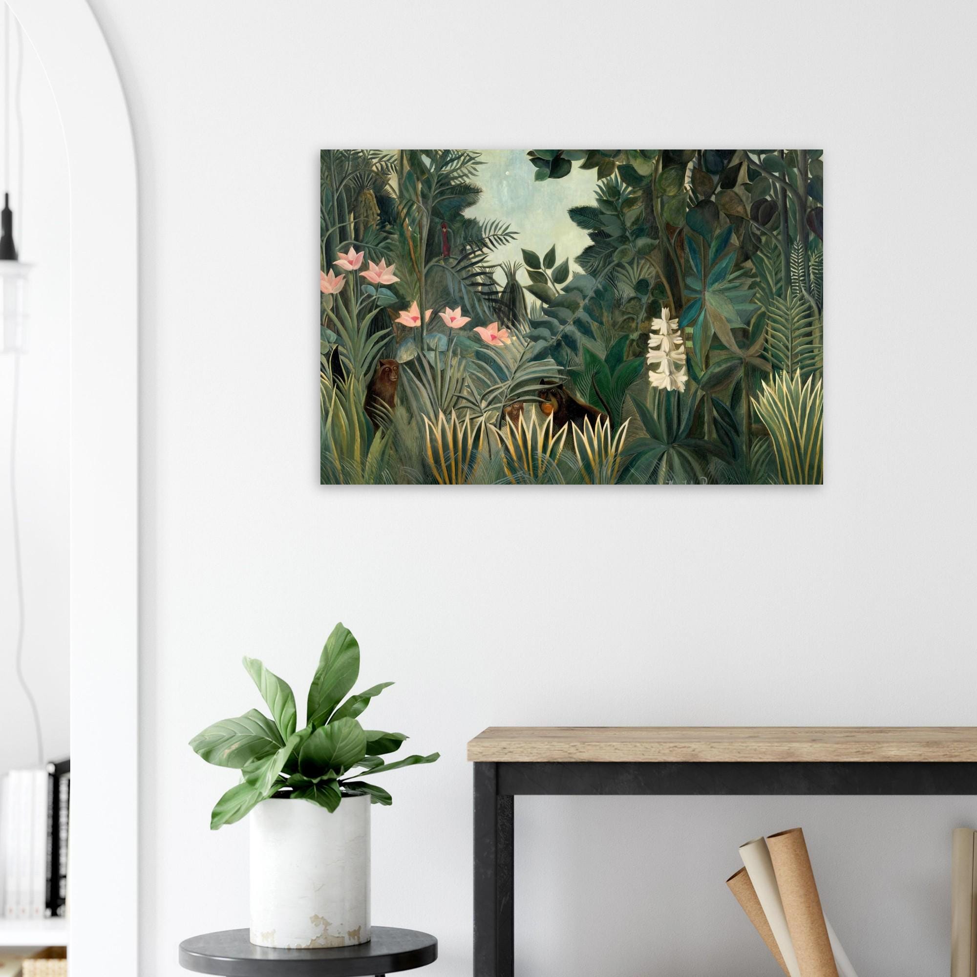 Henri Rousseau Equatorial Jungle Art Print - Vintage Botanical Wall Decor, Maximalist Exotic Nature Poster, Jungle Monkey Art