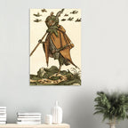 Weird Medieval Owl Knight Woodcut Print 1565 Bizarre Grotesque Creature Antique Bird Art Dark Academia Decor Dark Academia & Moody