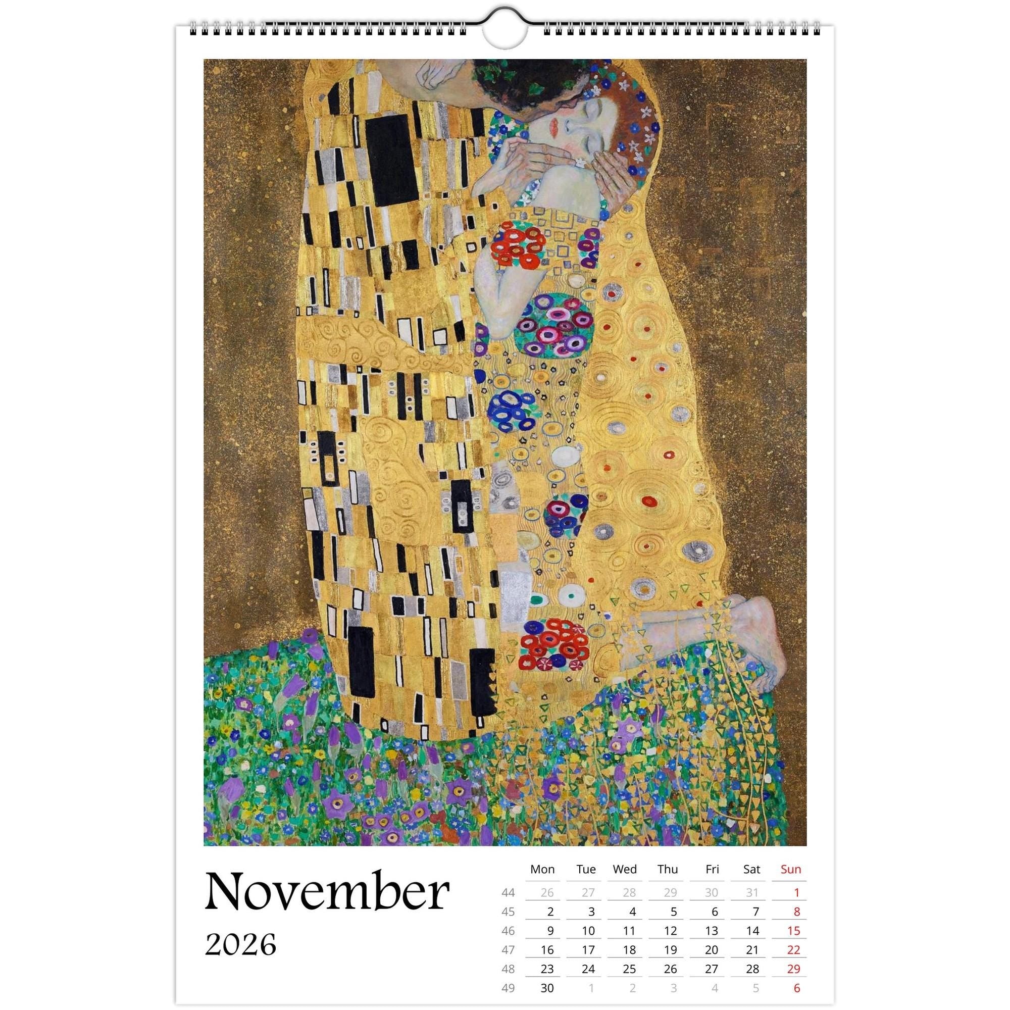 13 Artworks Of Gustav Klimt 2026 Art Calendar 11x16.5, Art Nouveau Movement, Masterpieces, Golden Aesthetic, Vintage Vibe, Art Gift