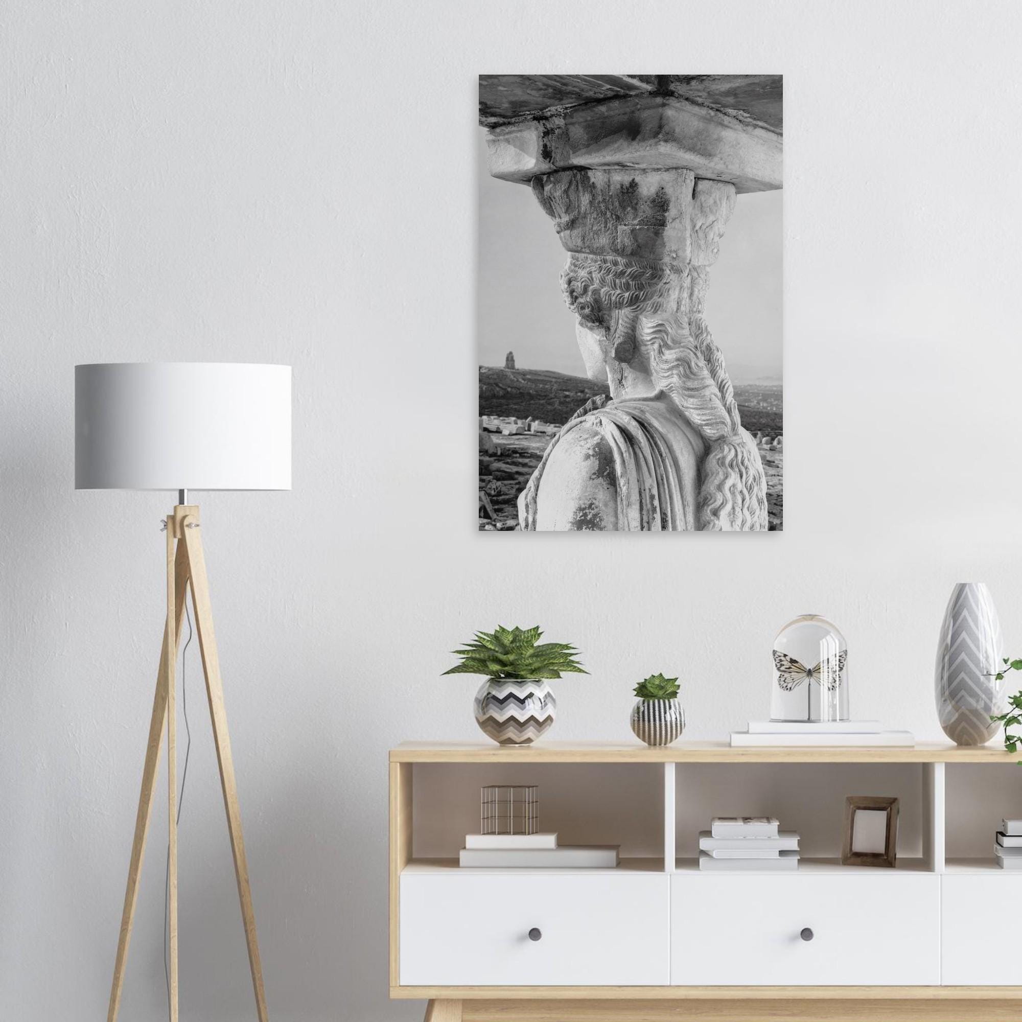 Caryatid Greek Statue Art Print | Ancient Greece Wall Art | Black and White Photography | Mythology Decor | Museum Quality Print